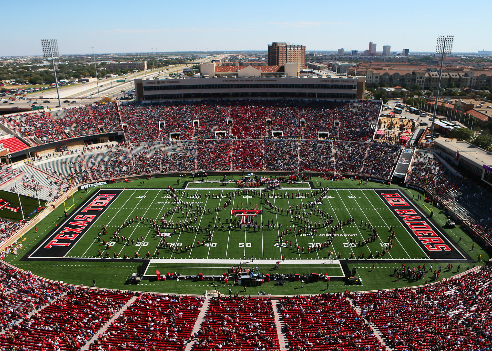 LUBBOCK, TX - October 21: The Goin' Band from Raiderland performs at halftime during the Texas Tech Raider's 31-13 loss to the Iowa State Cyclones on October 21, 2017 at Jones AT&amp;T Stadium in Lubbock, TX. (Photo by Sam Grenadier/Icon Sportswire)