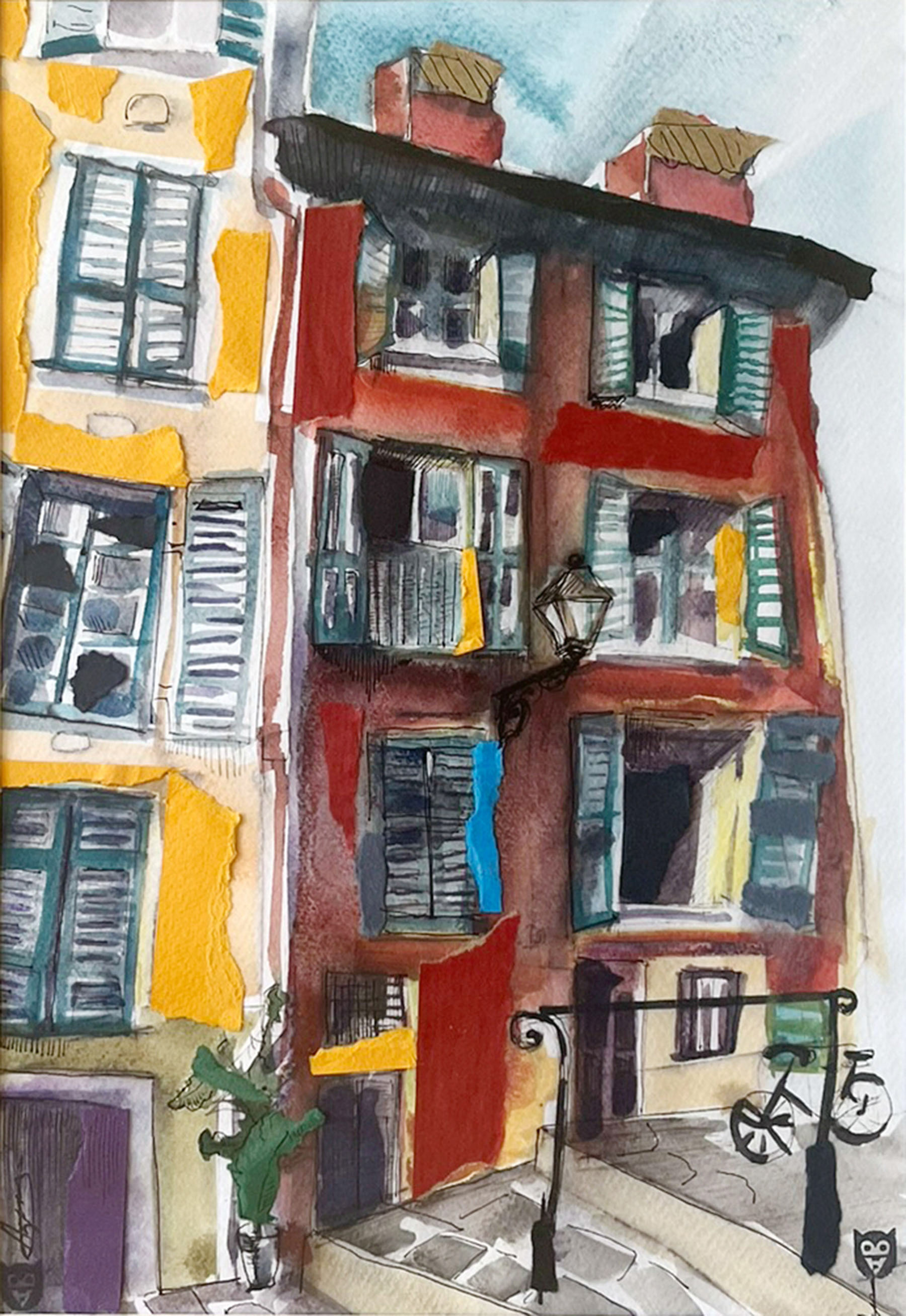 In the Old Town |  watercolour, collage  |  2022  |  22 x 32 cm