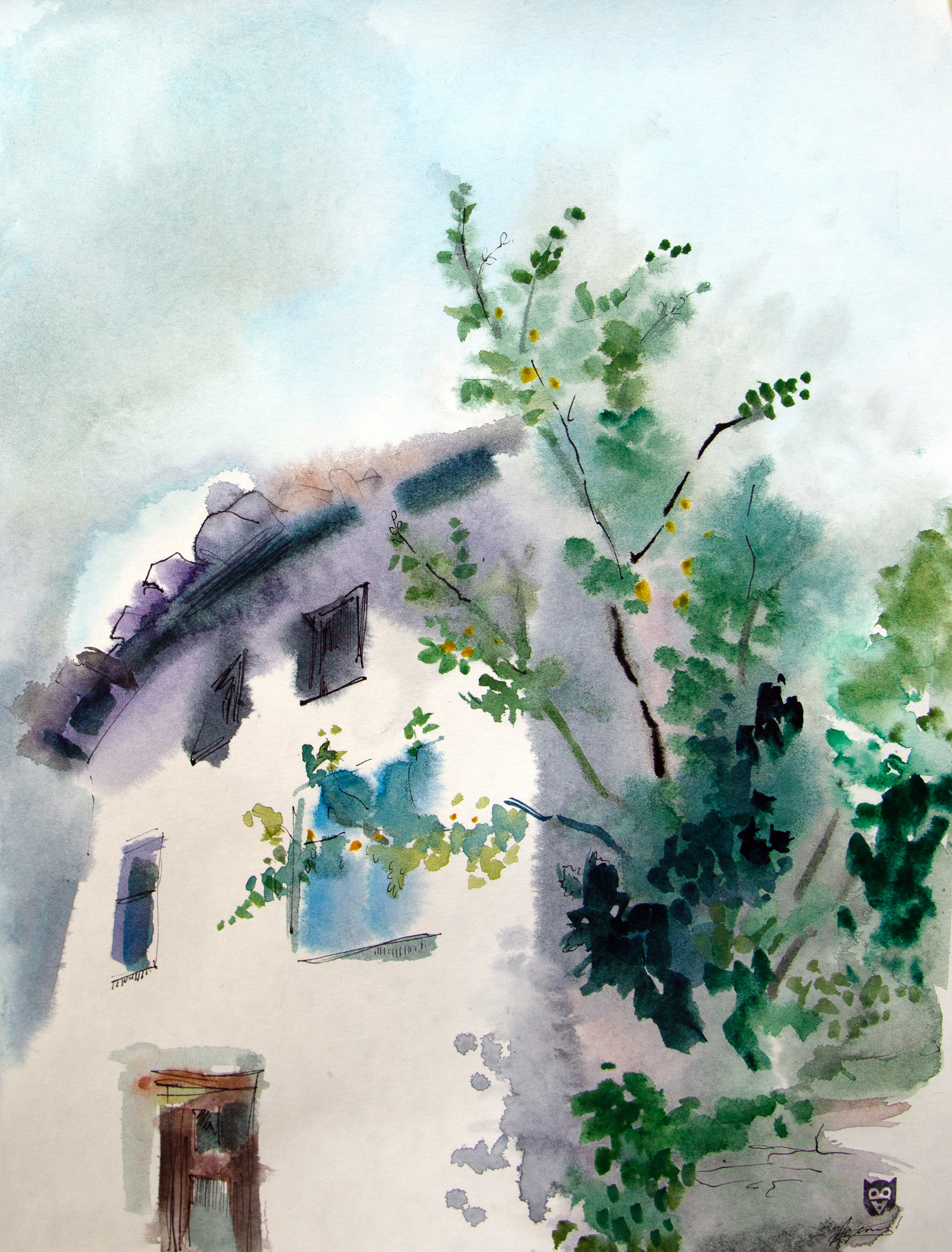 Lyaskovo  |  watercolour, collage  |  2023  |  28 x 37.5 cm