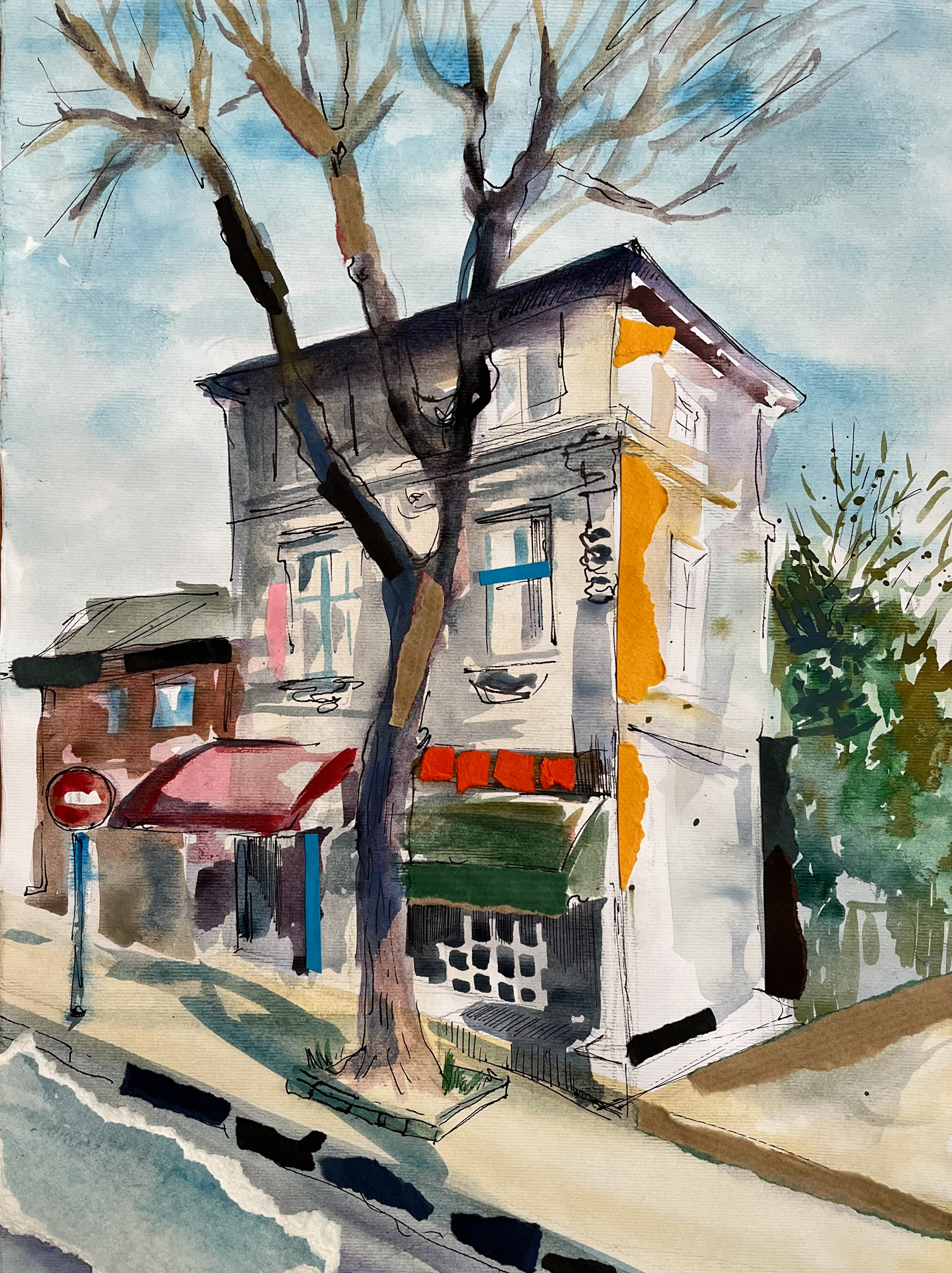 By Day  |  watercolour, collage  |  2023  |  24 x 33 cm