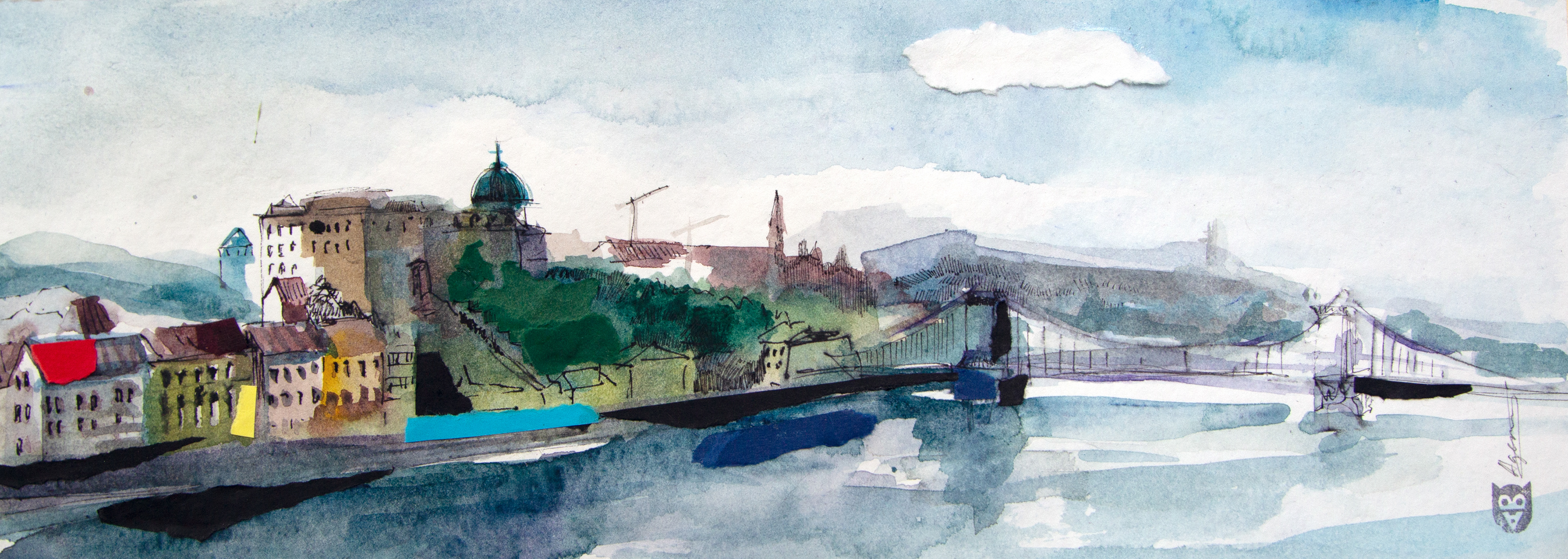 Buda again  |  watercolour, collage  |  2023  |  27 x 37 cm