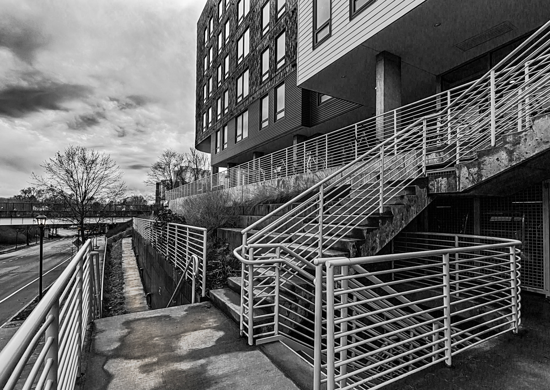 Railings going in every direction.