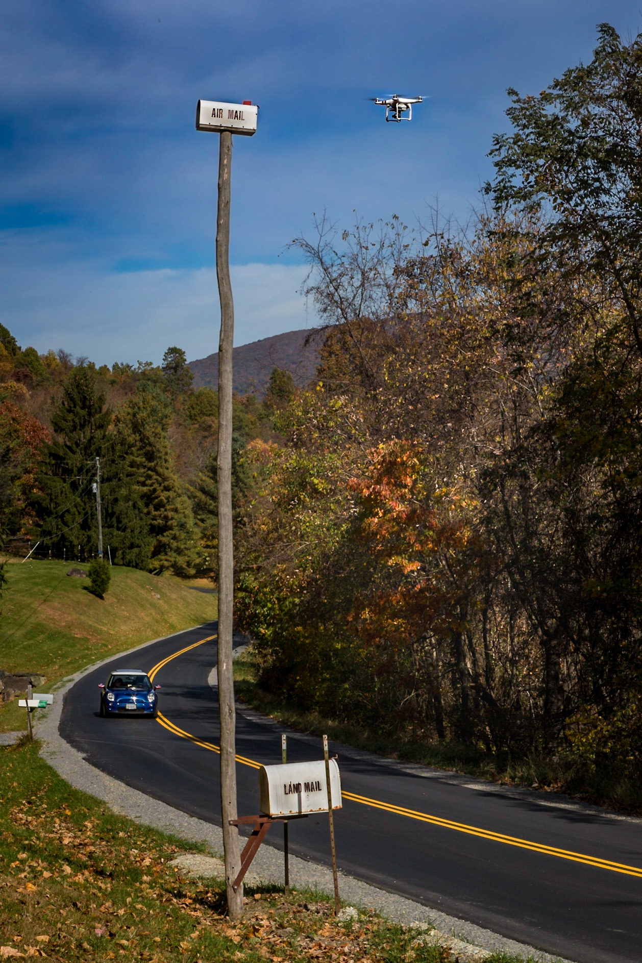 Mail box for air mail delivery by a drone