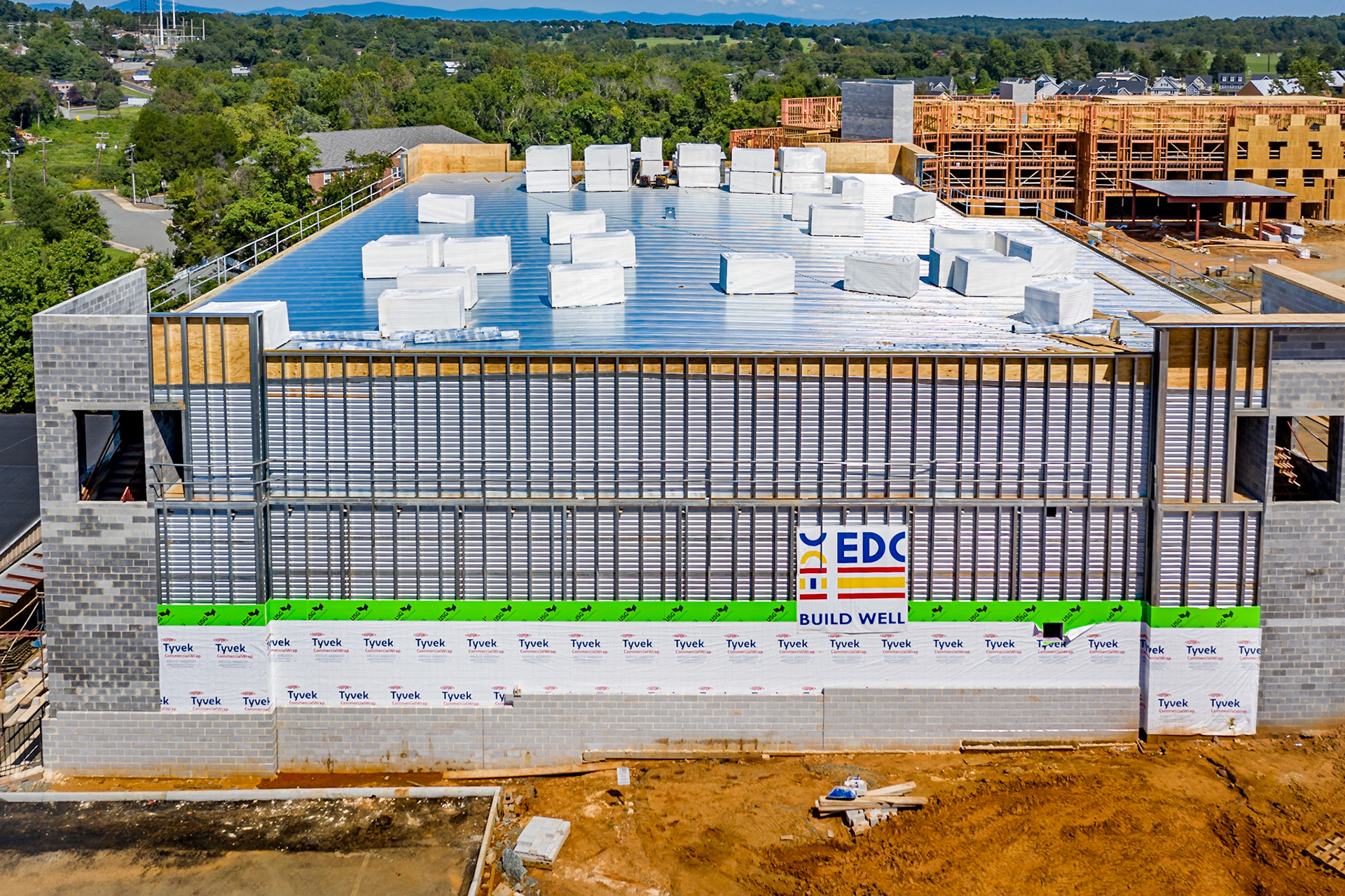 Roofing materials on the roof