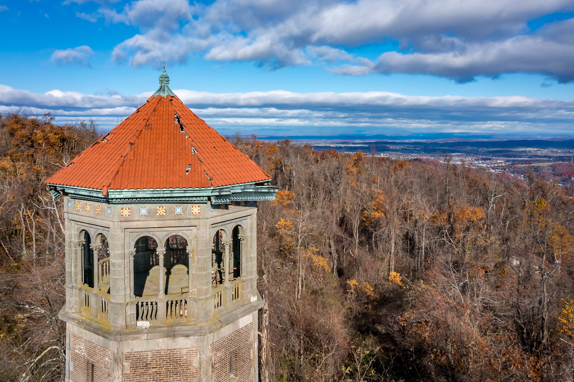Swannanoa Mansion, an Italian Renaissance Revival built in 1912 by James H. Dooley, a tower in decay