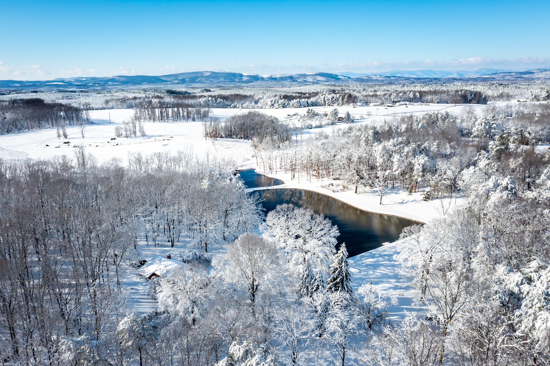 Aerail view of a heavy snowfall