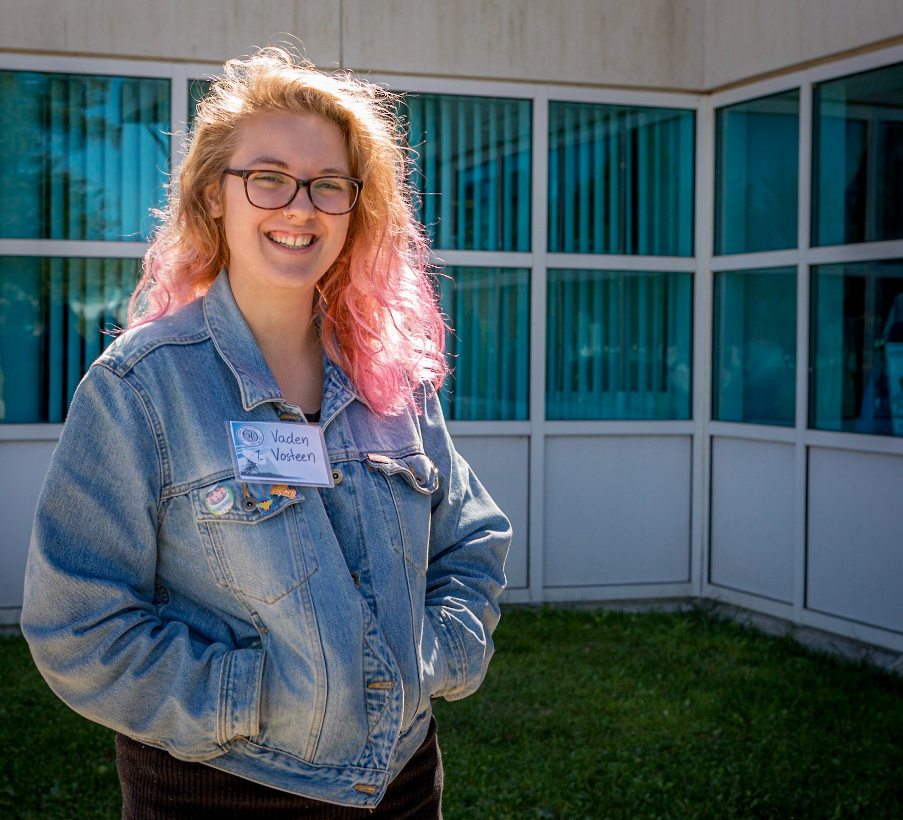 The Green Bank Ovservatory celebrates 60 years of science. Young woman with hair tented red