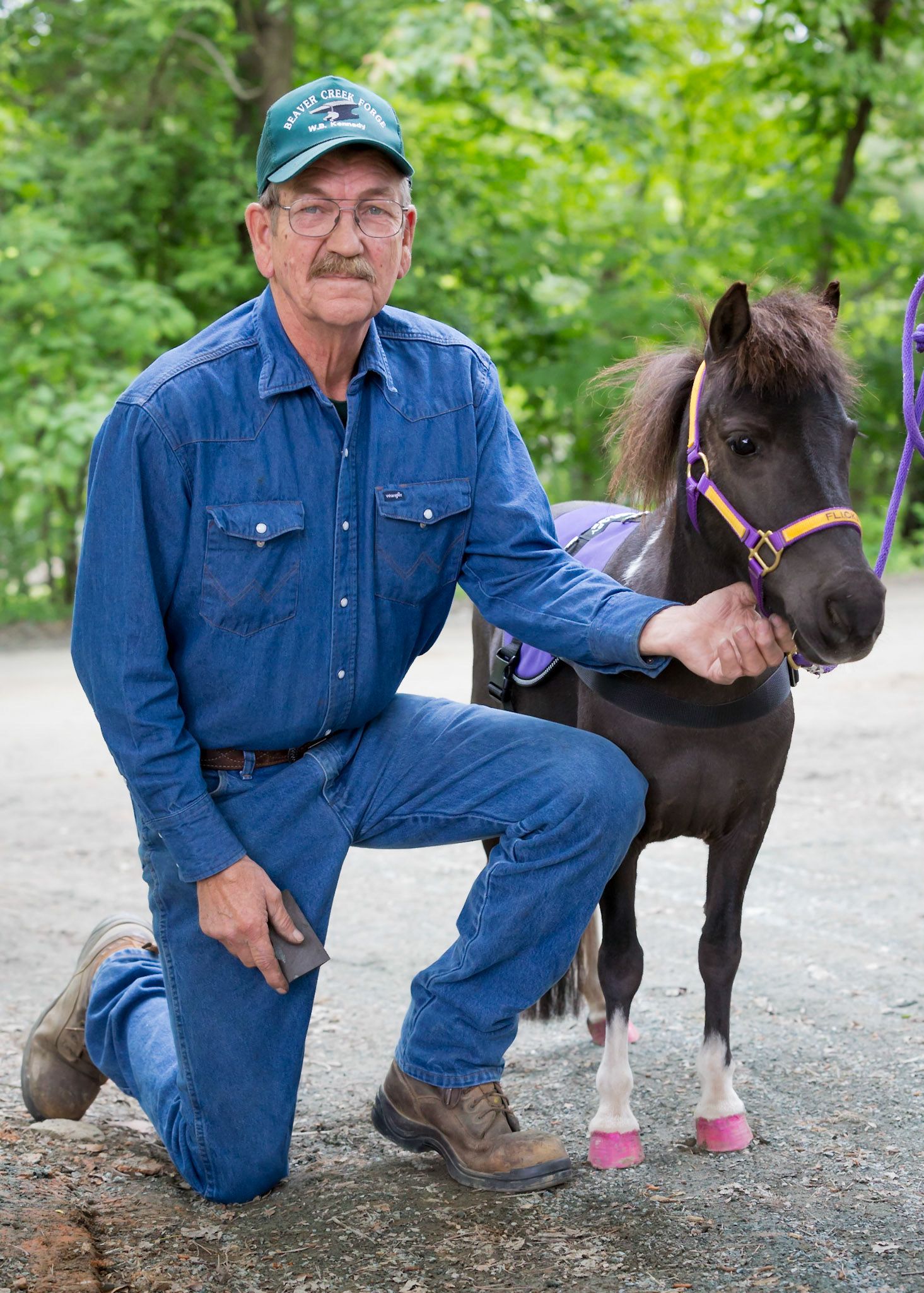 Blacksmith Kennedy with a minature horse, Keswick Horse Show