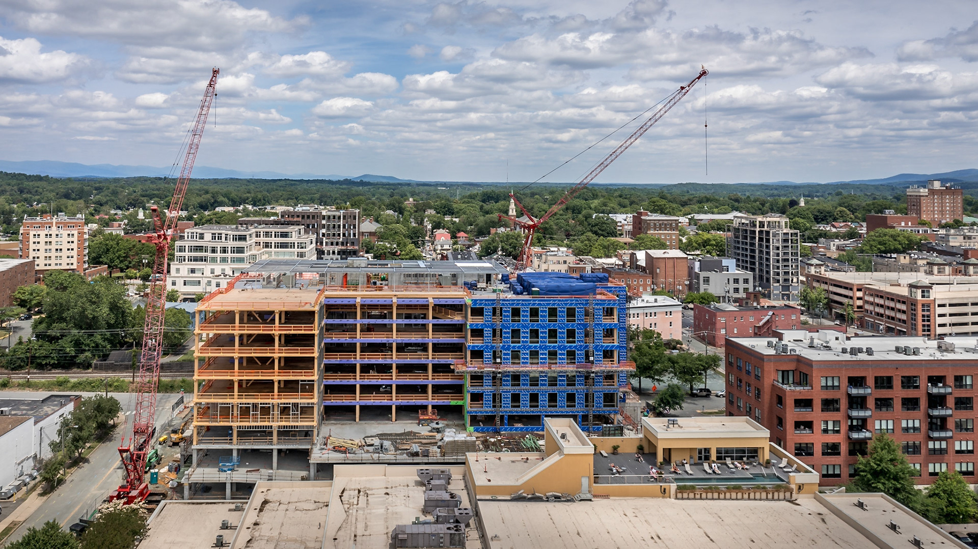 The construction of the cross laminated building continues