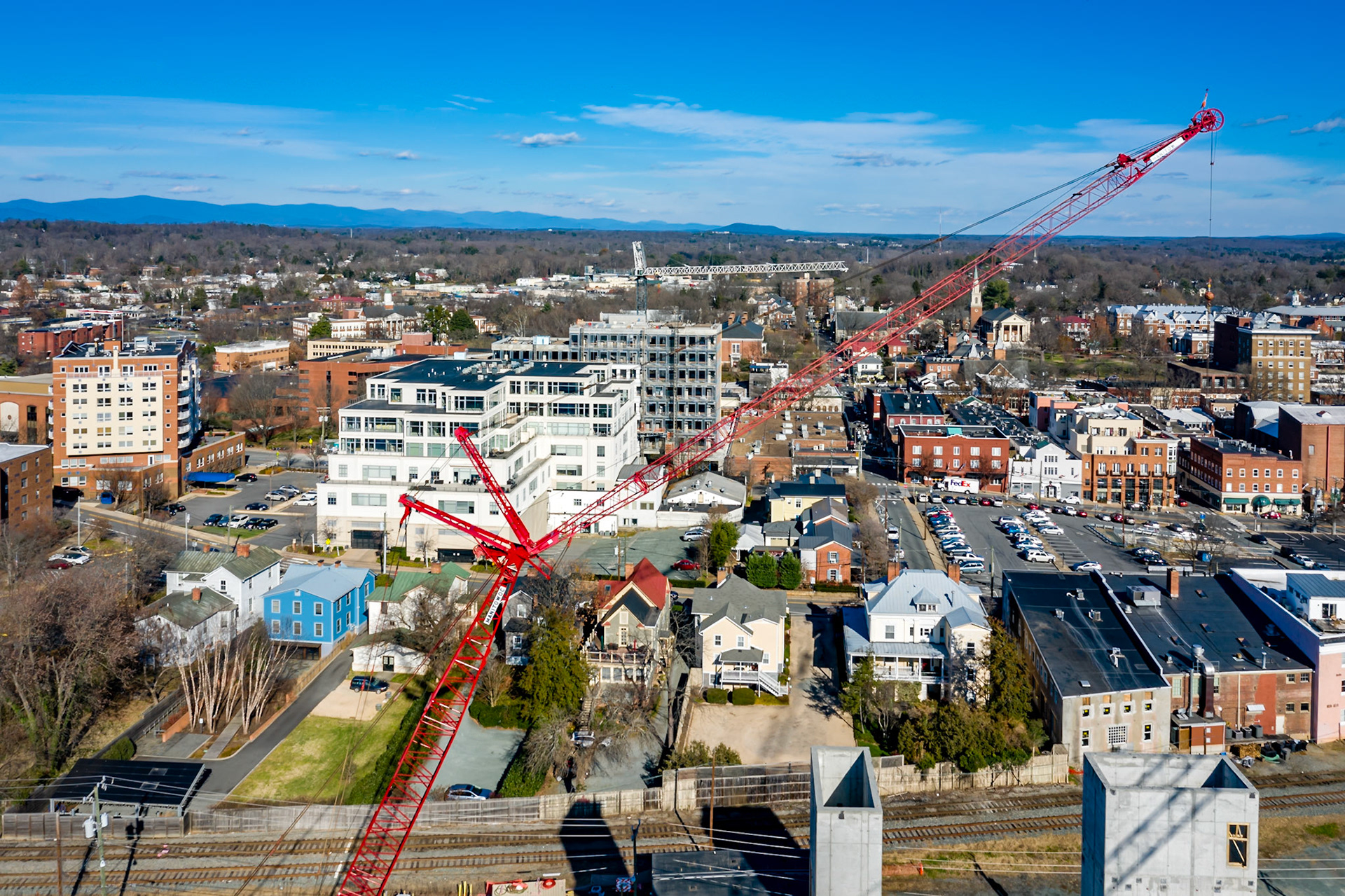 A crane's view of Charlottesville, VA.
