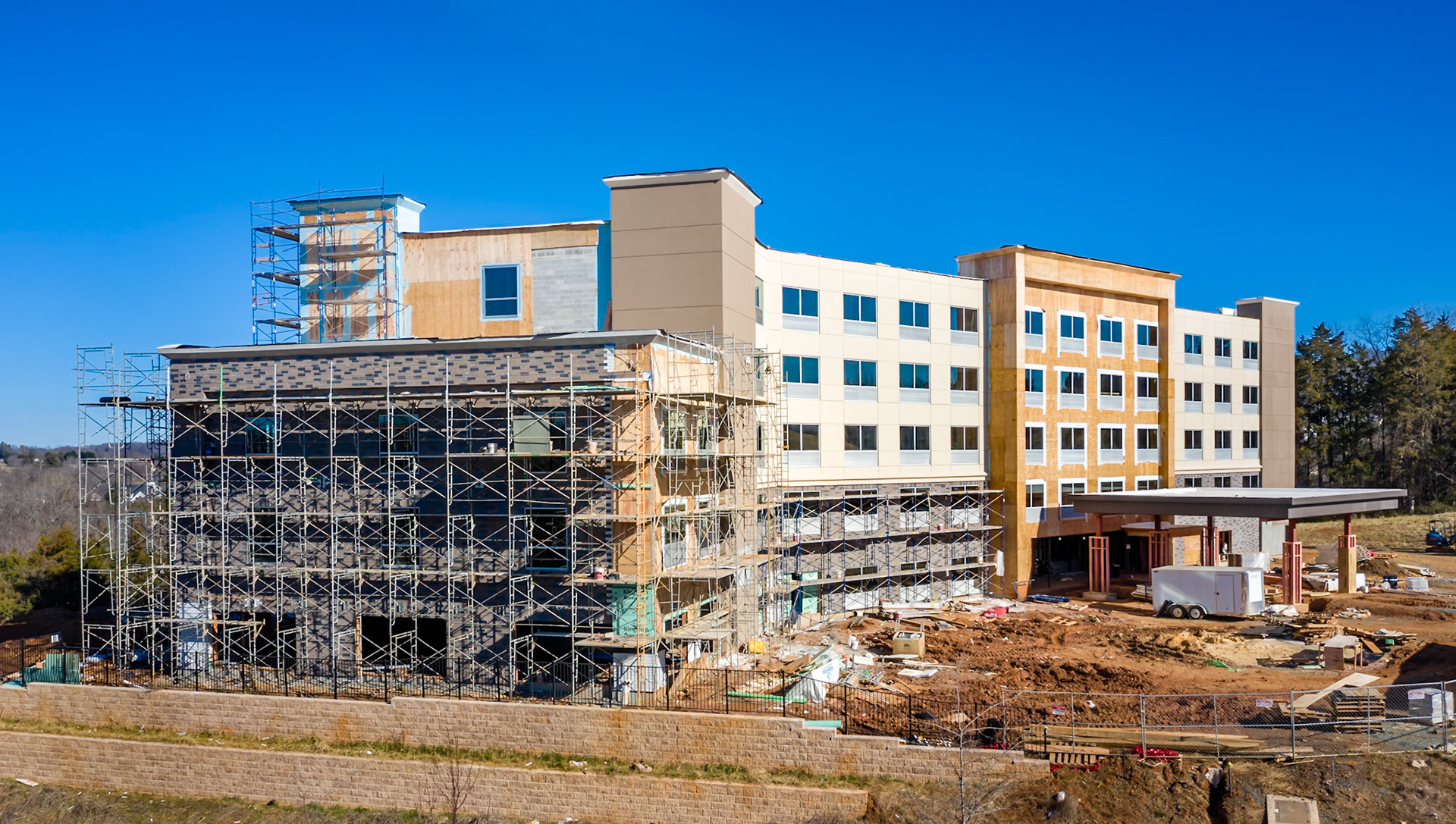 Scaffolding for the brick masons