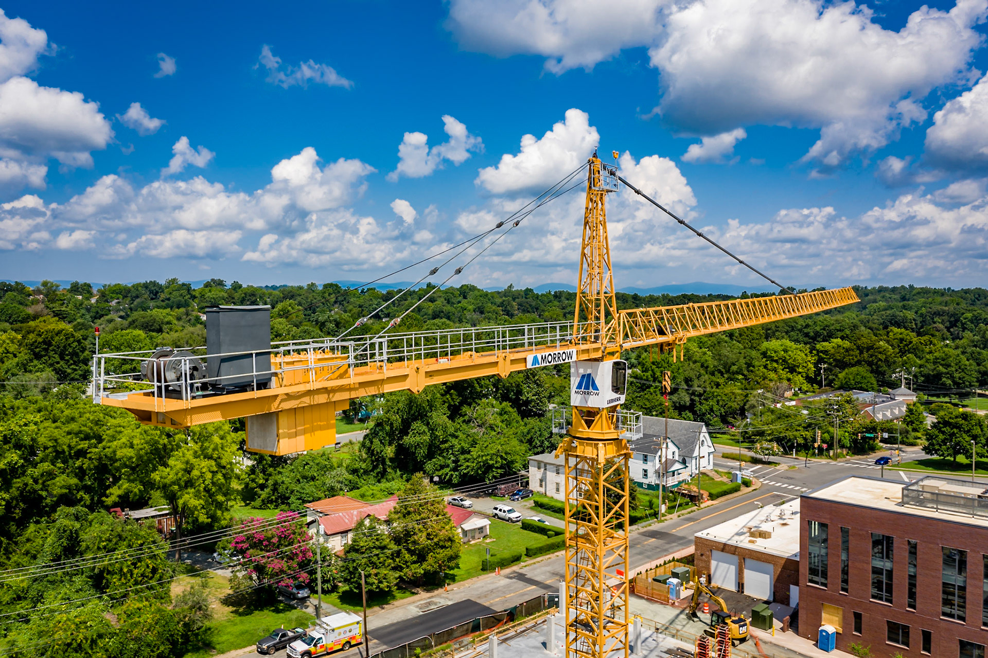 Towering crane at the 10th &amp; Dairy Market Apartments construction site