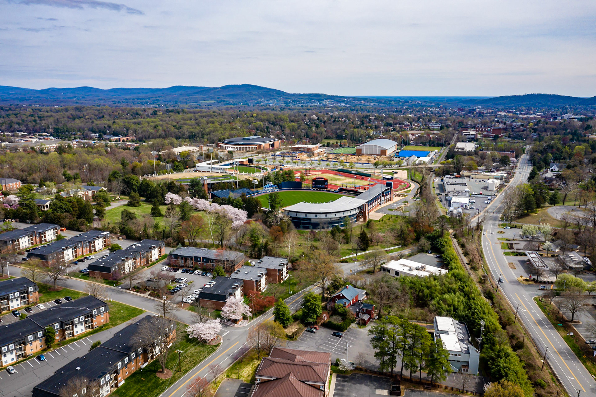 Aerial view UVA athletic fields