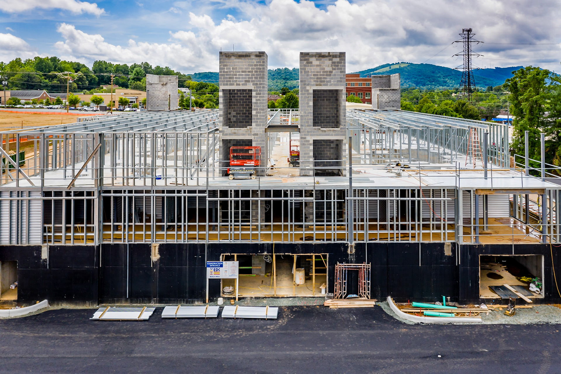 8/1/2020 photo of construction work on the Storage Sense Facility.