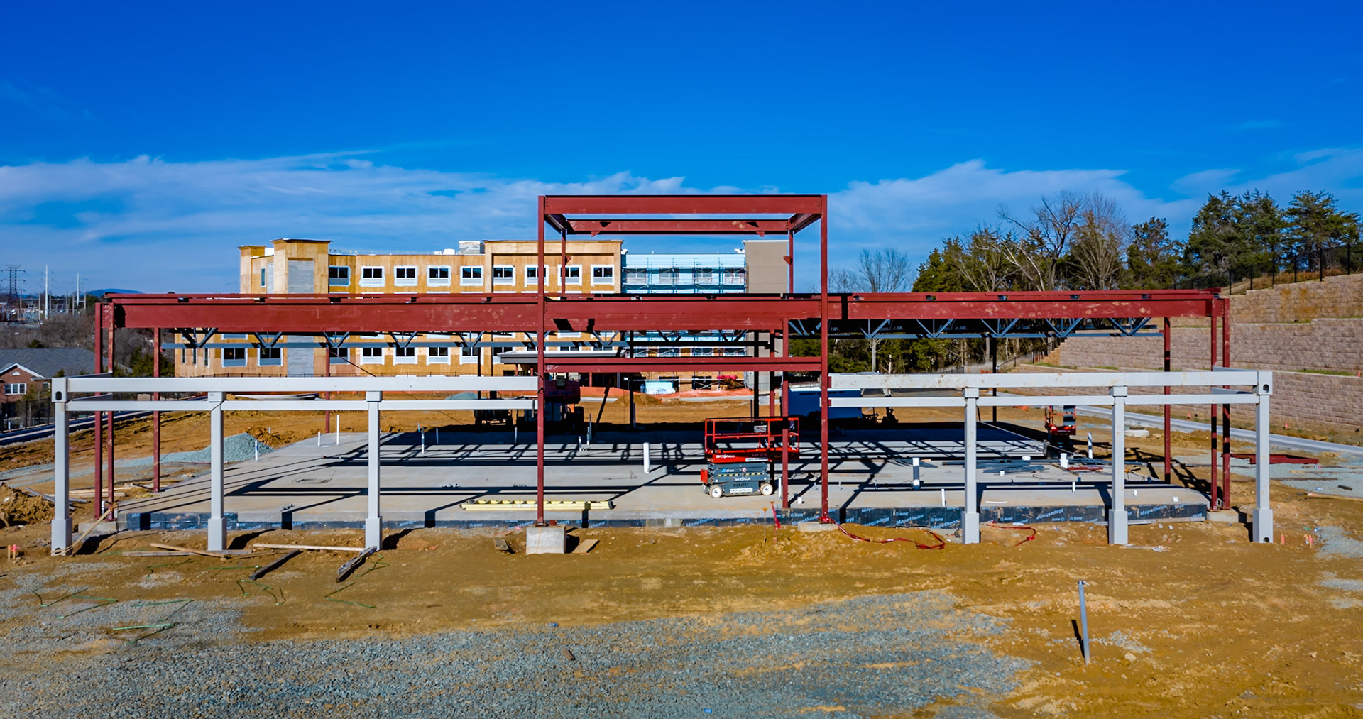 Steel framing for the new Wawa on Pantops
