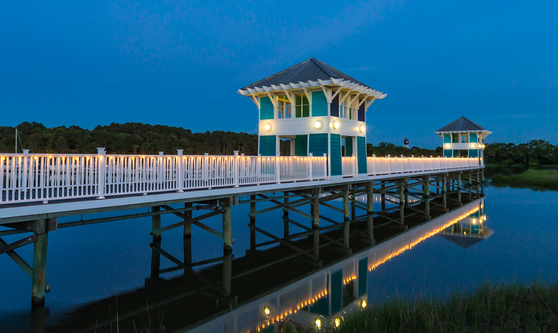 A lighted pier