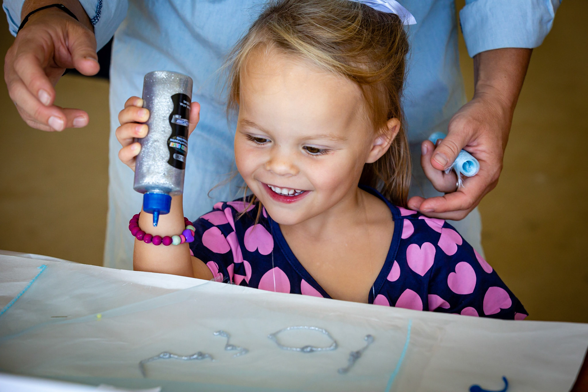 A young girl being creative