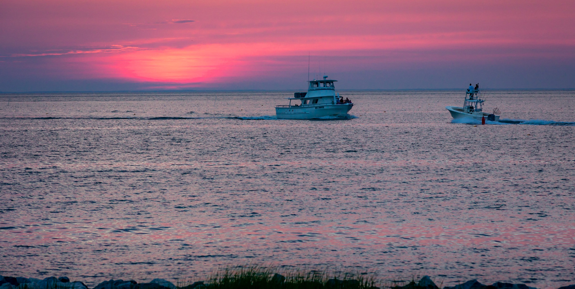 Boats on the Cheasapeake Bay at sunset