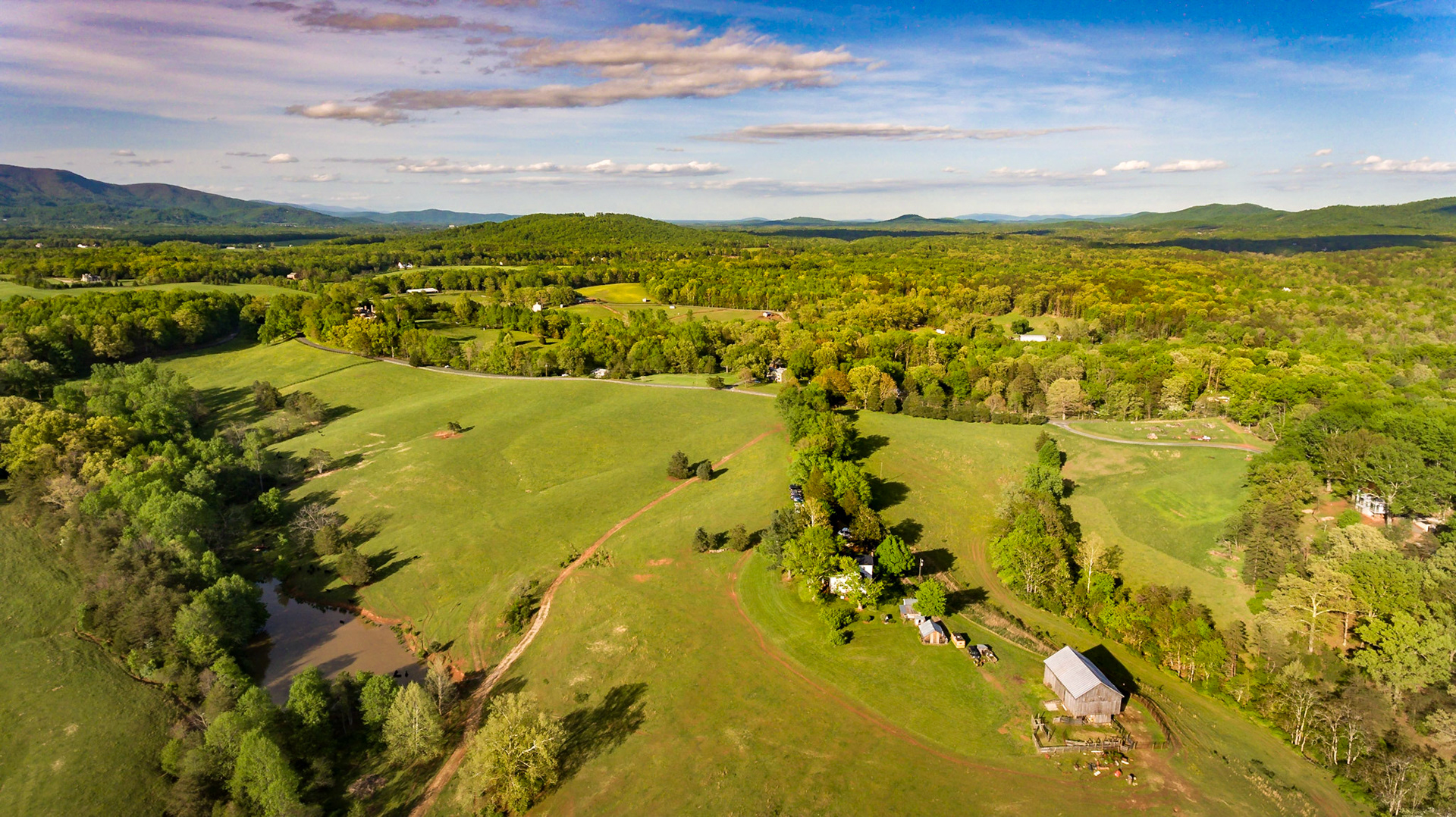 Aerial view of a farm
