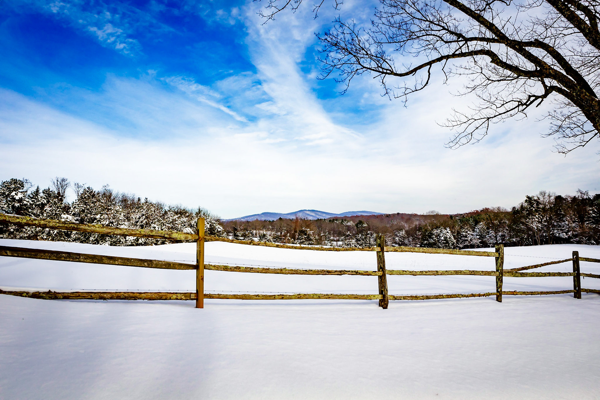 Snow, fence, mountain