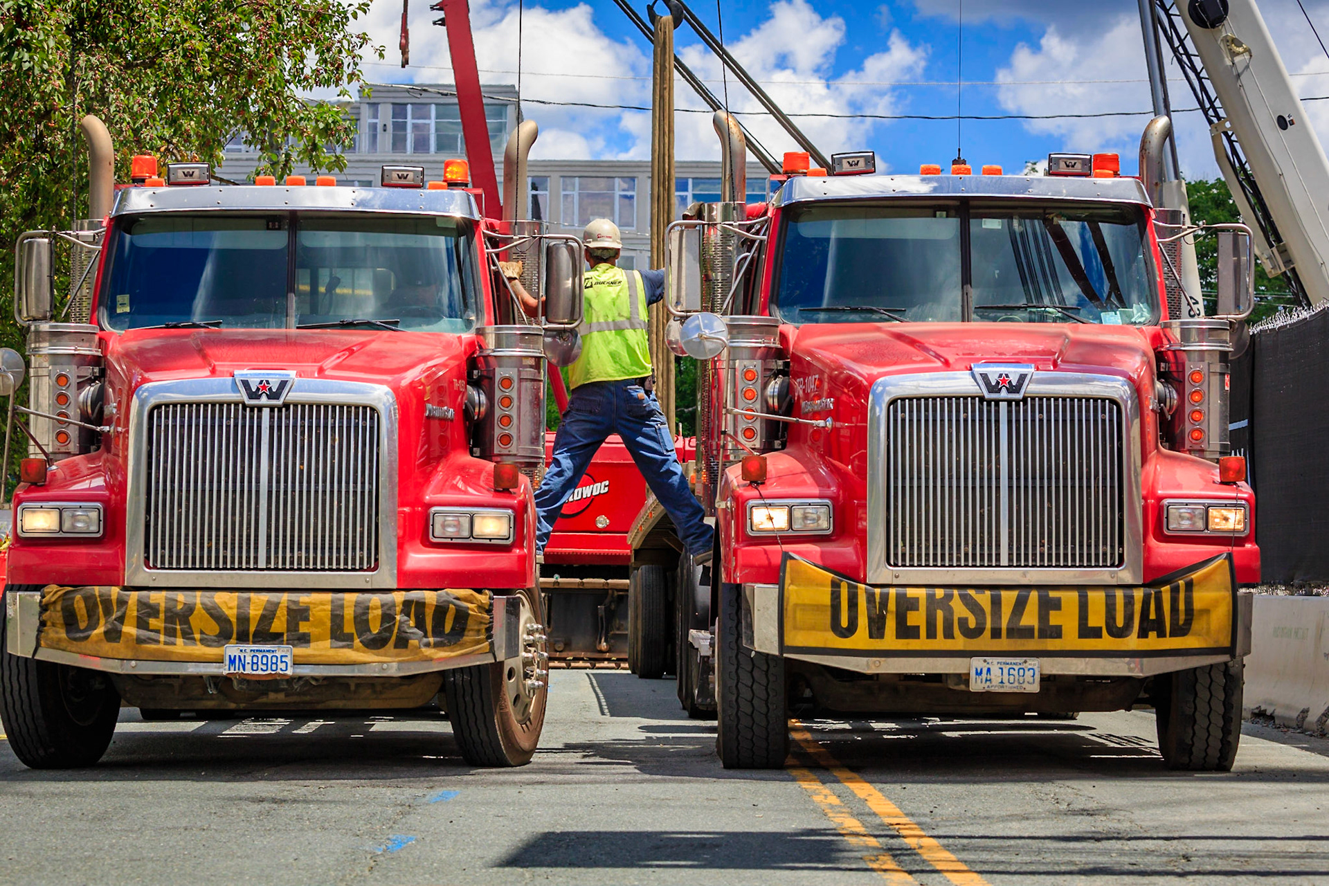 Loading up one of the two large cranes