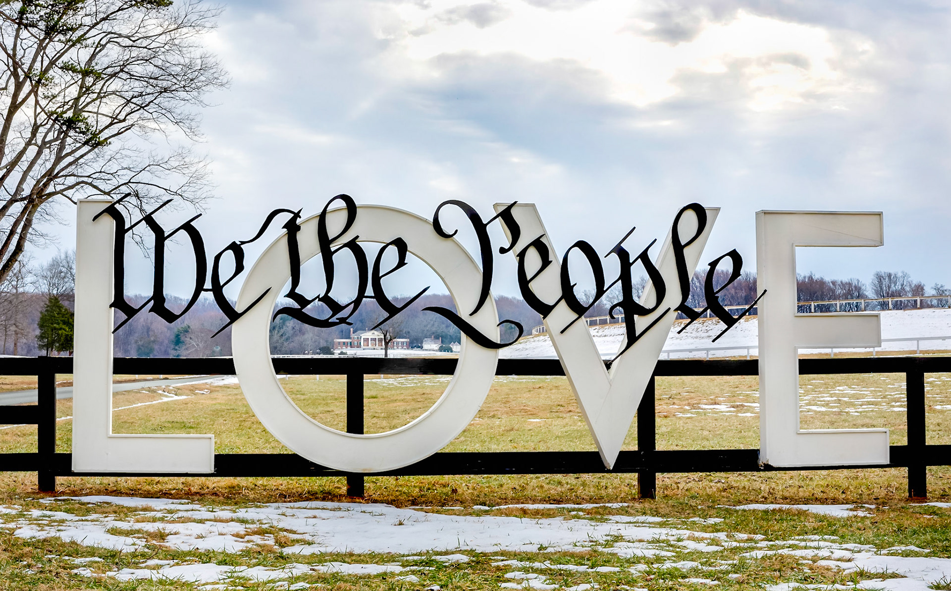 We The People sign at entrance to Montpelier