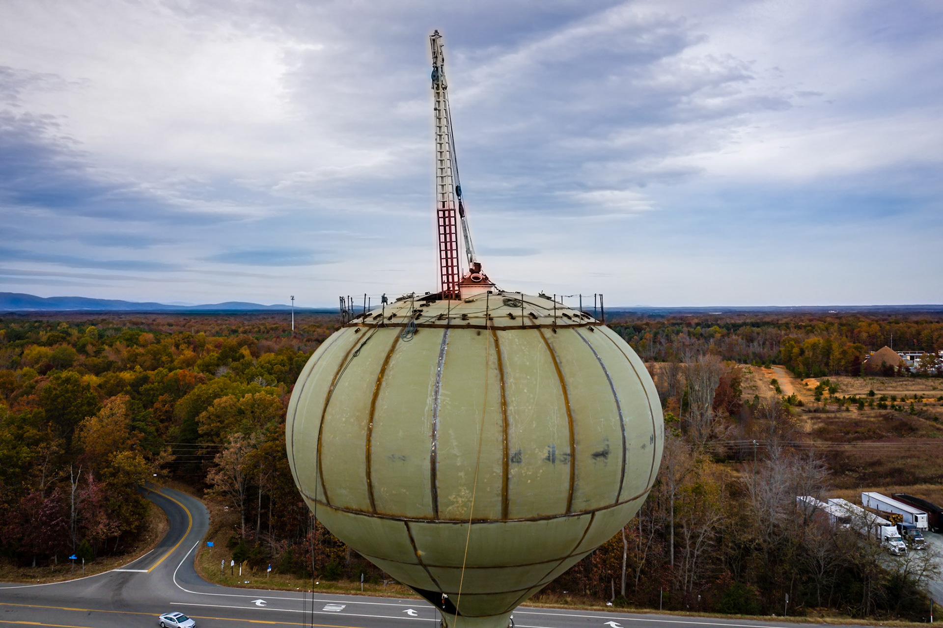 Water tower contruction at Zion Crossroads #watertoweer, #construction #zioncrossroads