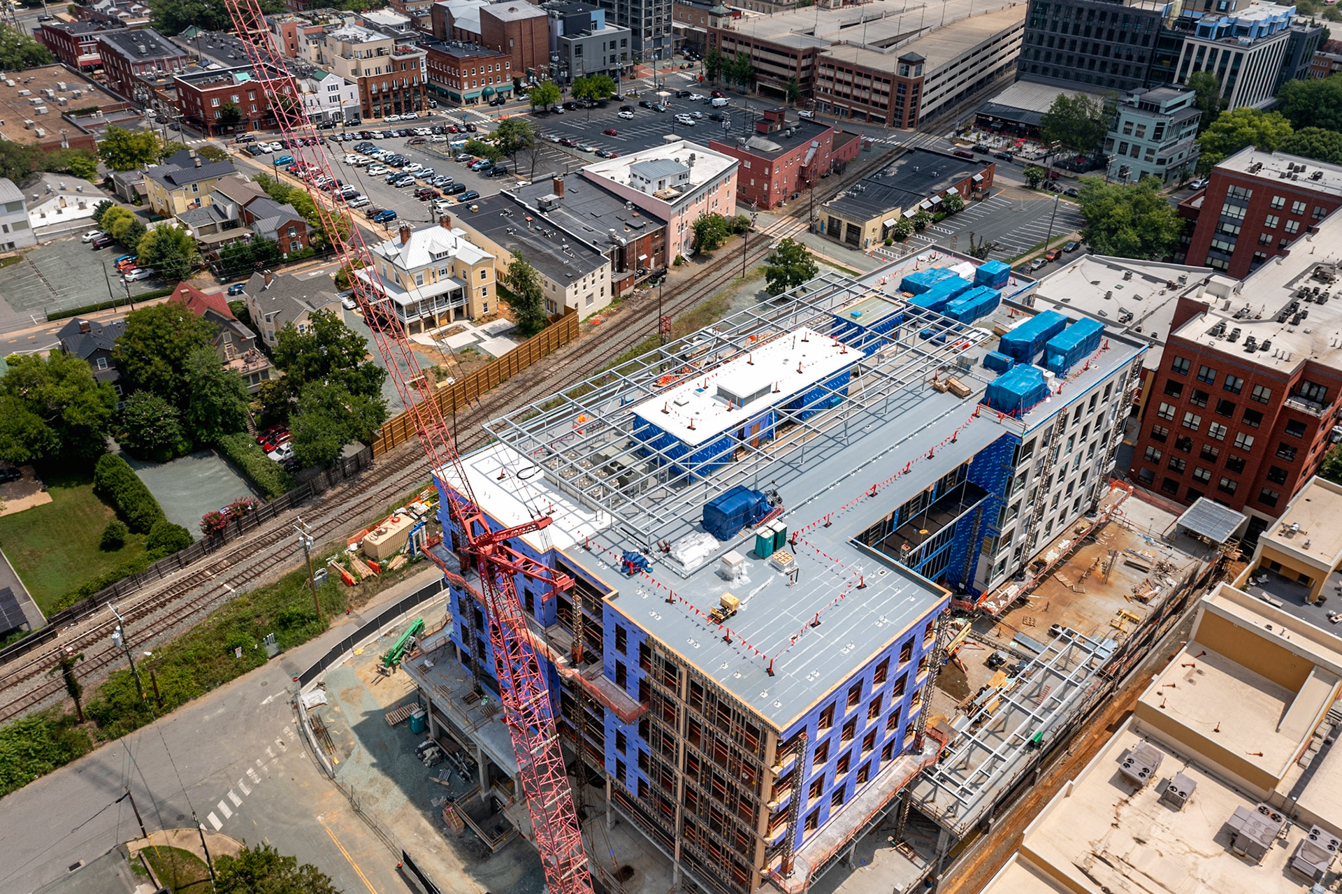 Looking down on the Apex Clean Energy building in Charlottesville, VA
