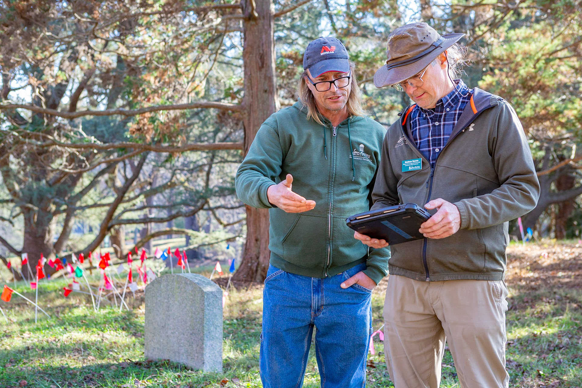 Archaeologists at Montpelier double checking the data
