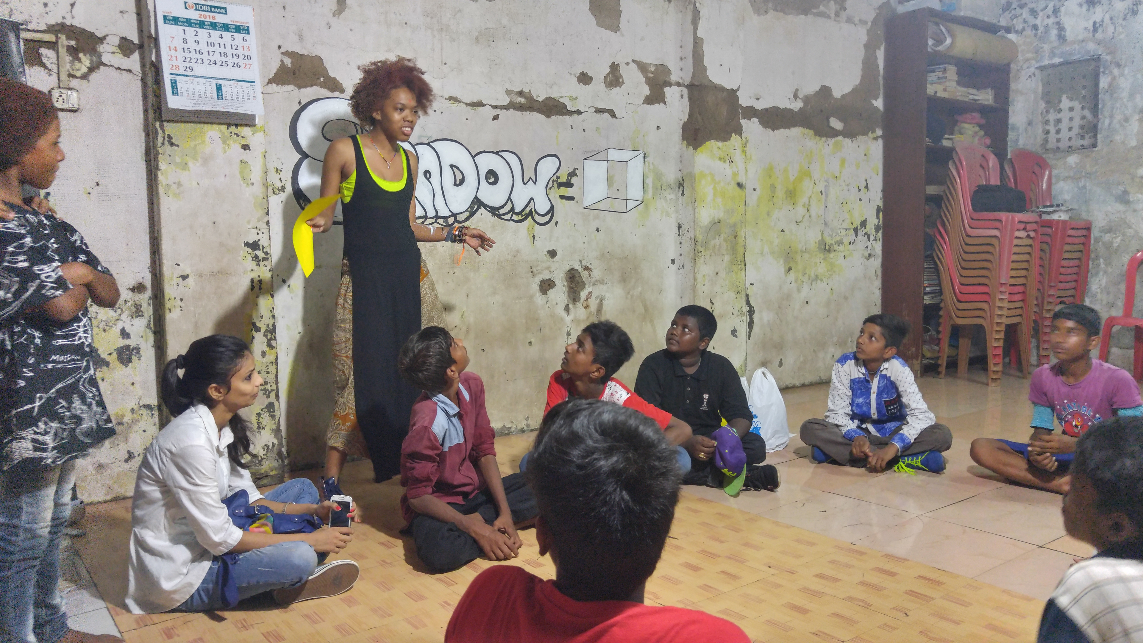 Mumbai teaching a mural workshop and graffiti lesson