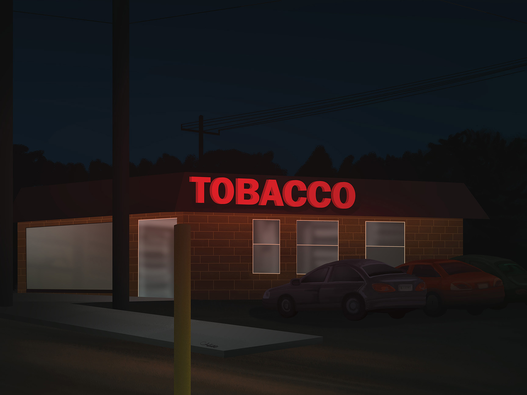"Smoke Shop." May 2023. Digital, 18 x 24.