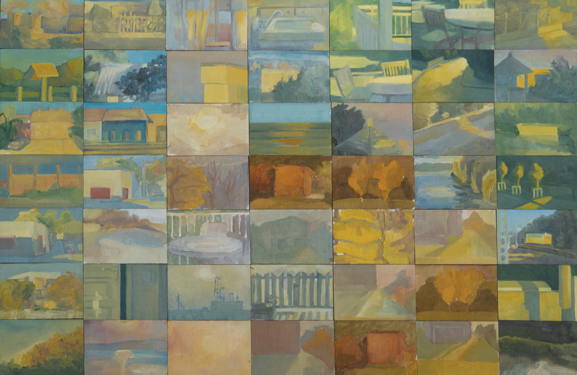 Details of the personal life of a yellow / 49 pcs 10 xx 15 cm, oil, plywood