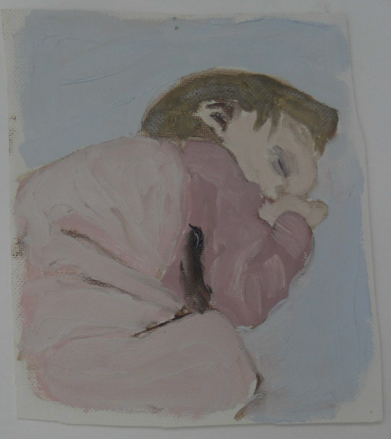 Sleeping child - sketches / 10 x 10 cm, oil, canvas