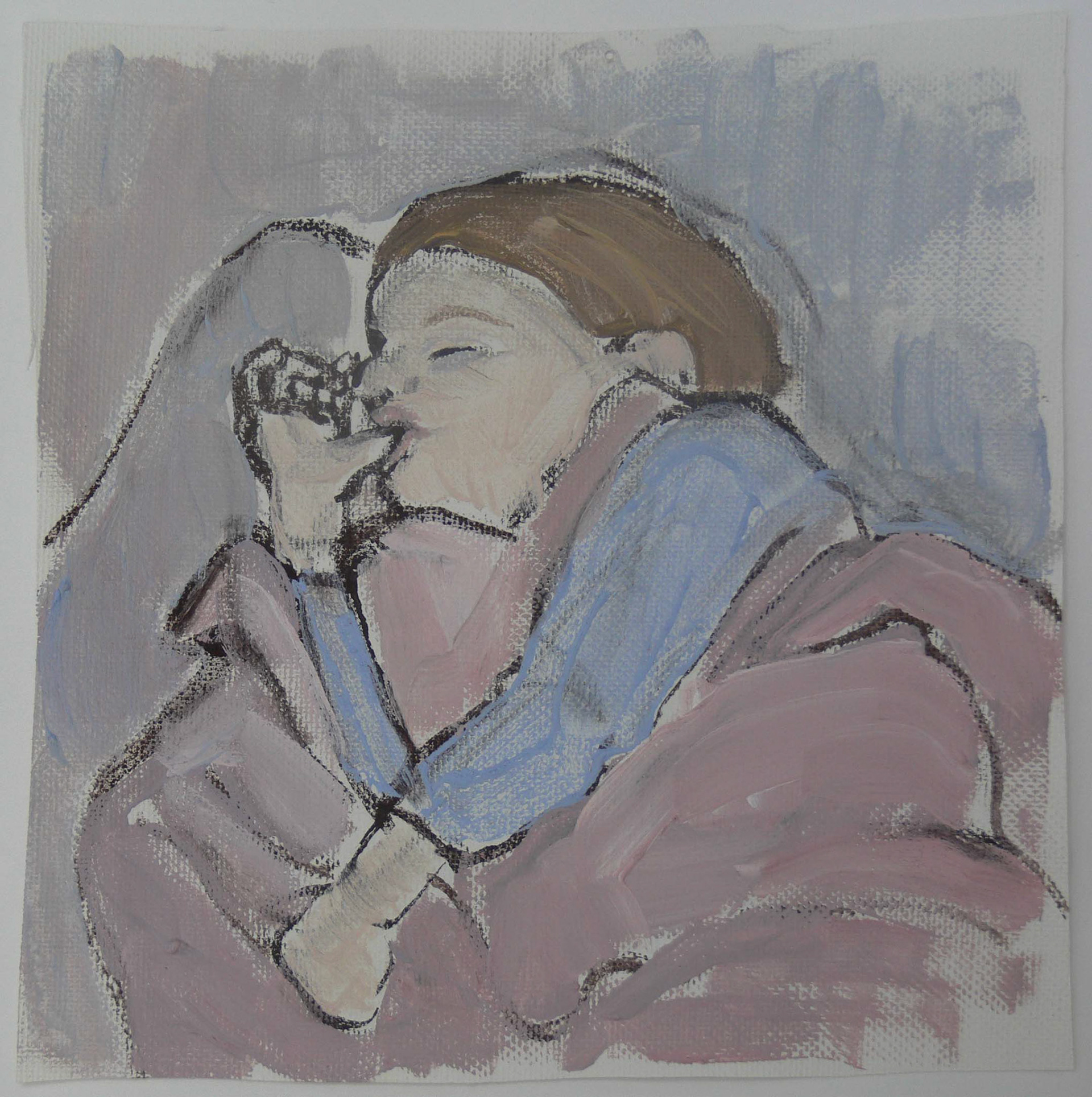 Sleeping child - sketches /  10 x 10 cm, oil, canvas