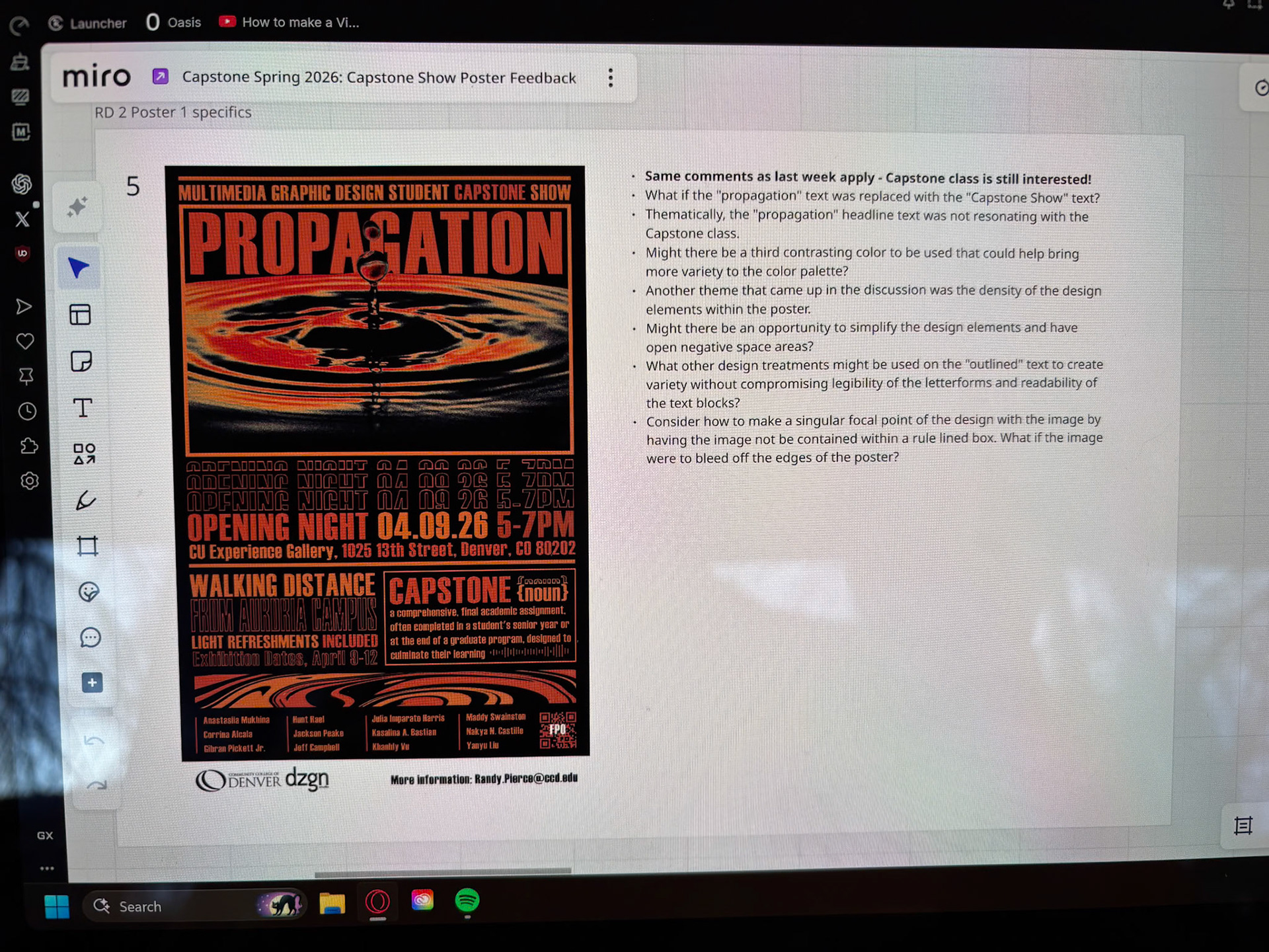 Second round critique and revisions focused on improving composition, readability, and overall design effectiveness.