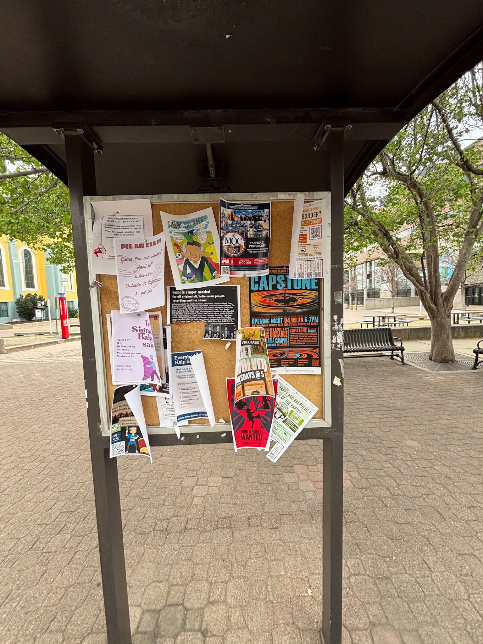 A secondary color option displayed on campus advertising boards throughout Auraria Campus for broader student visibility.