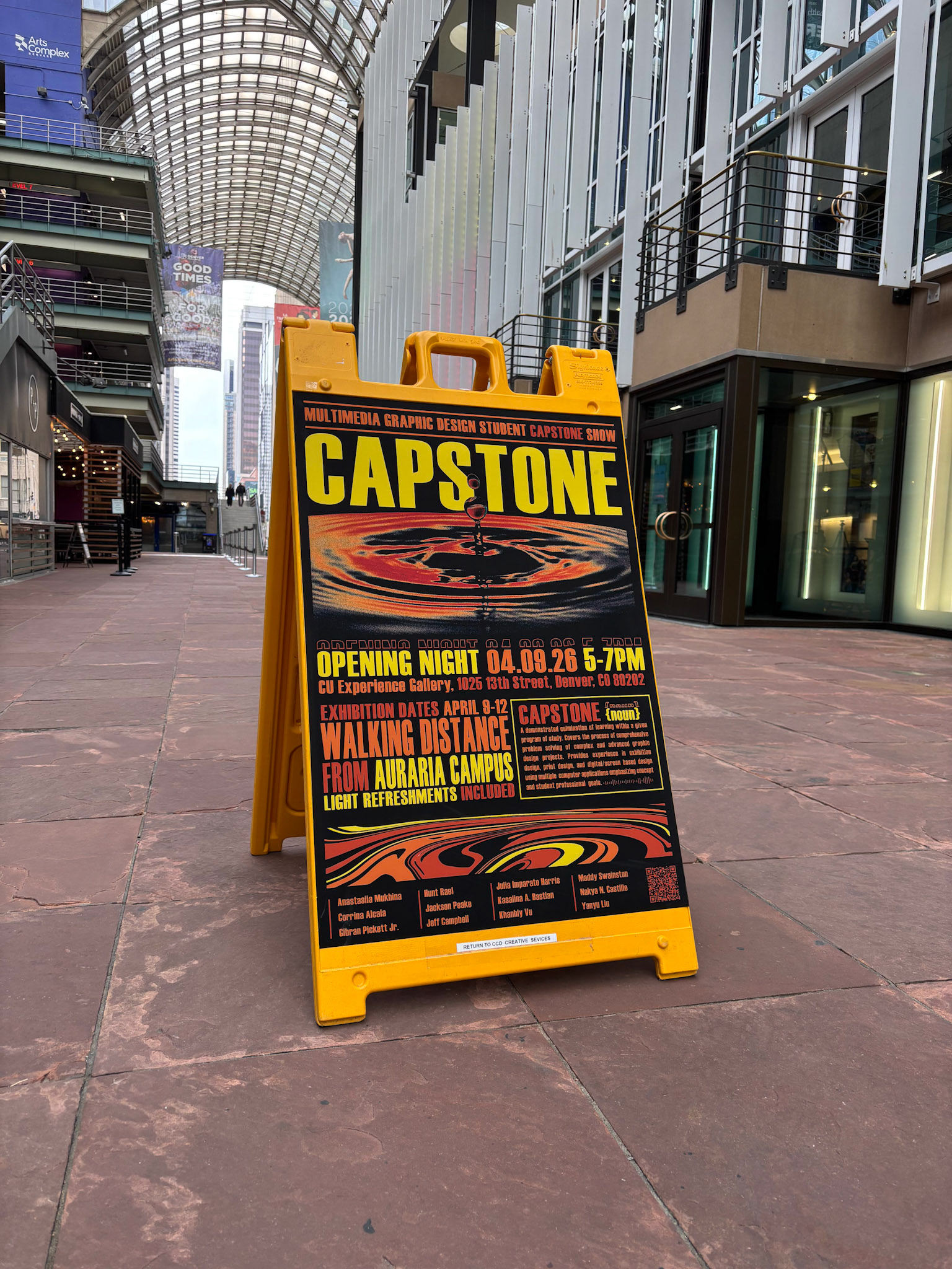 Installed within the Denver Performing Arts Complex near the event space, extending the campaign into a high-traffic public setting.