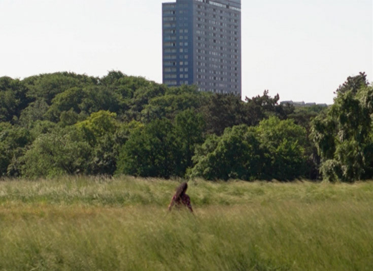 video still , The Fall, to become material, (2018*) *Location outside Malmö Museum