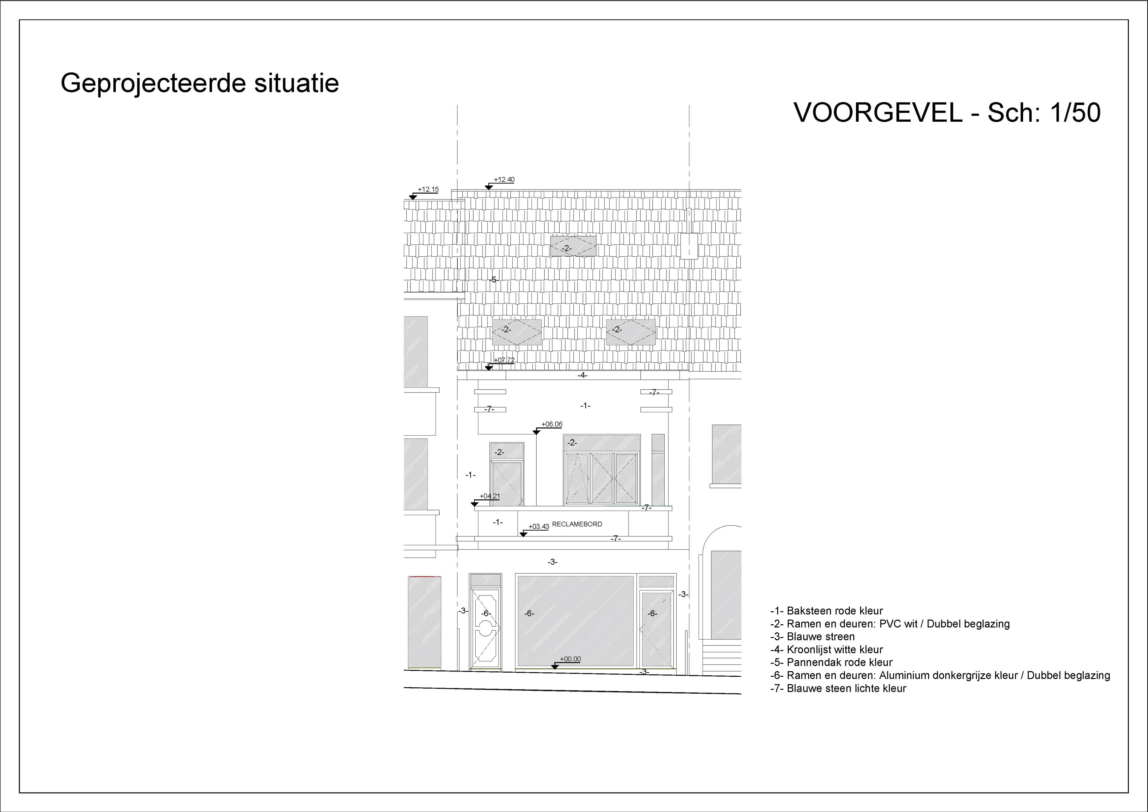 Situation existante et projetée: Façade avant