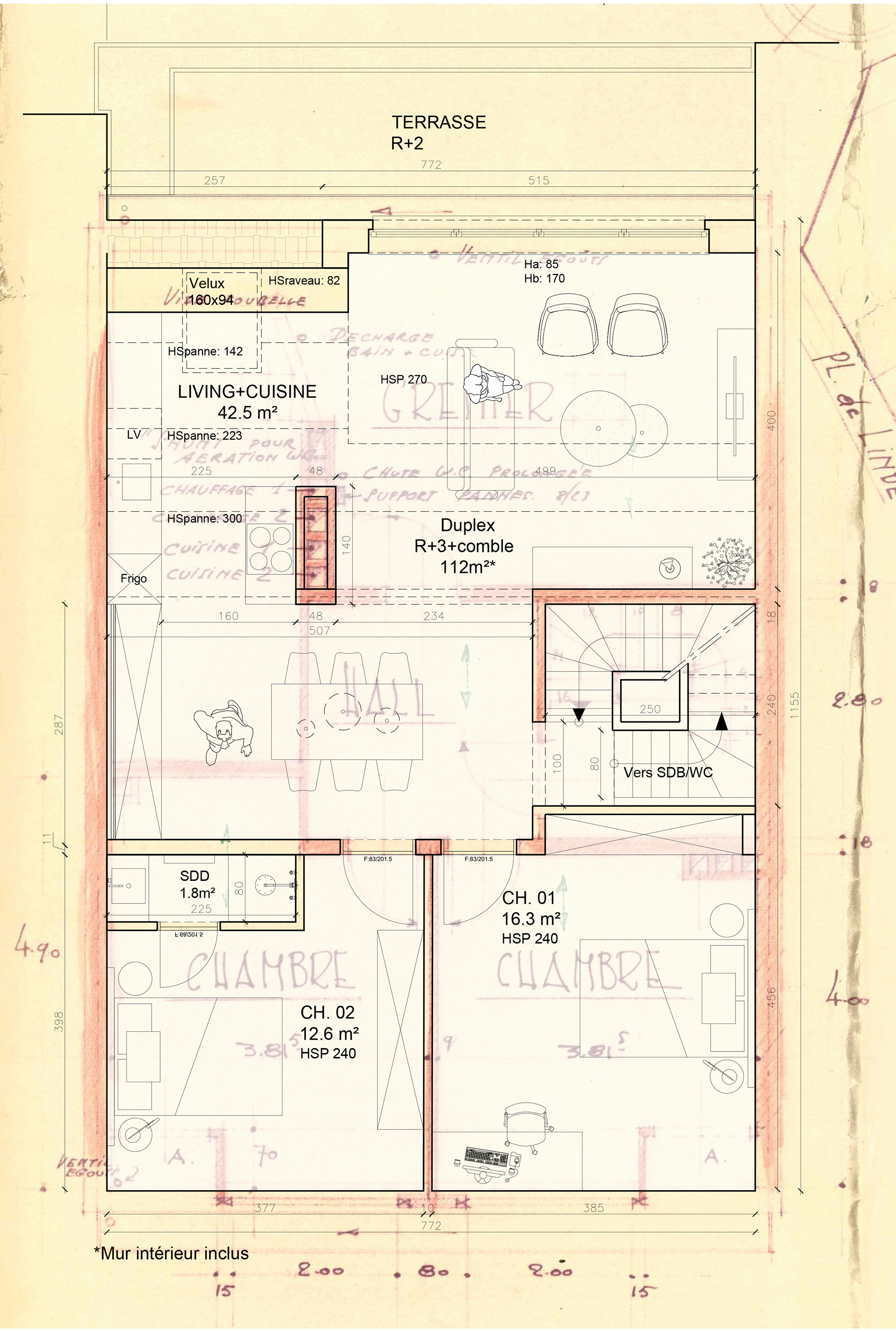 Situation projetée: duplex R+3
