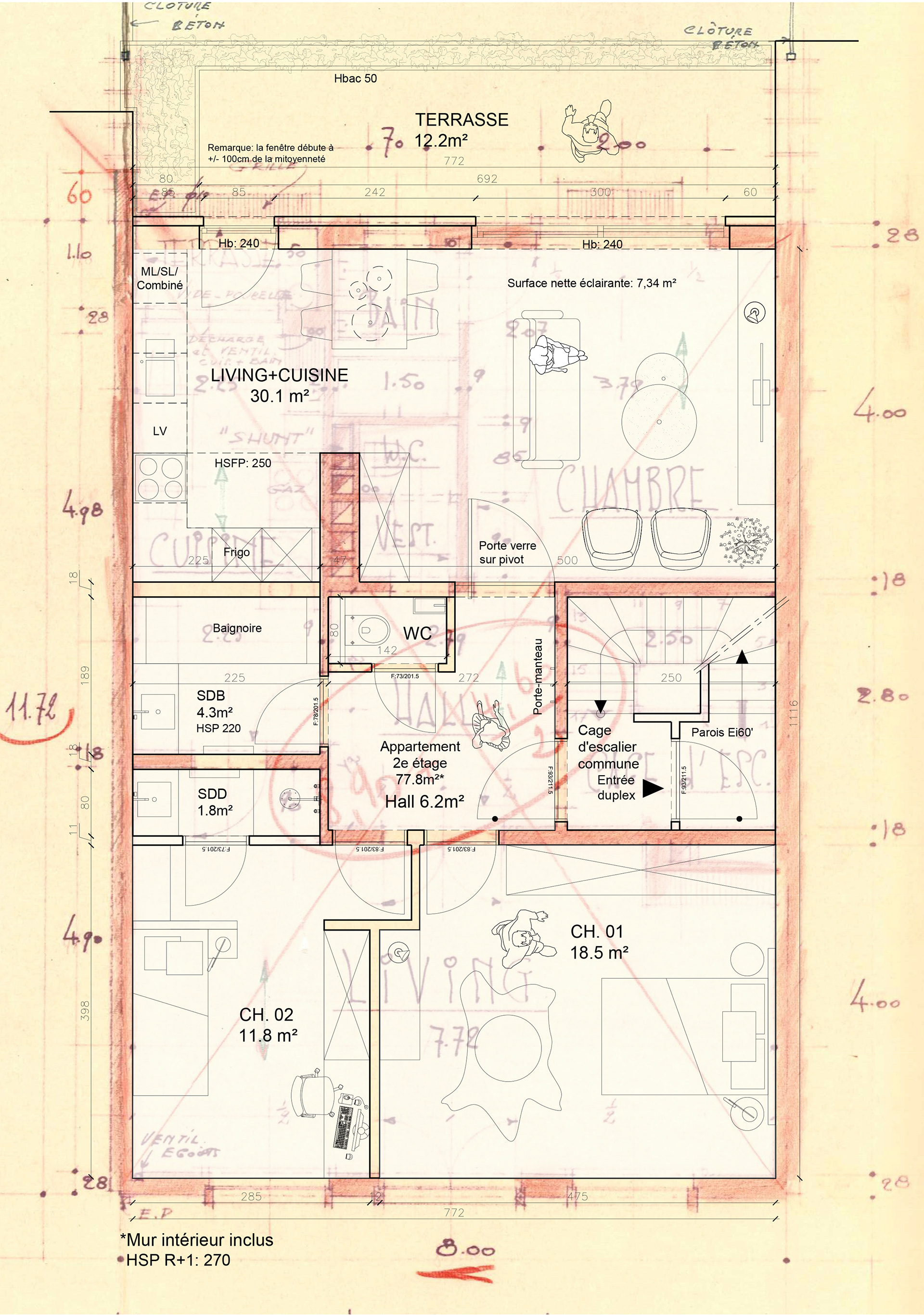 Situation projetée: logement R+2