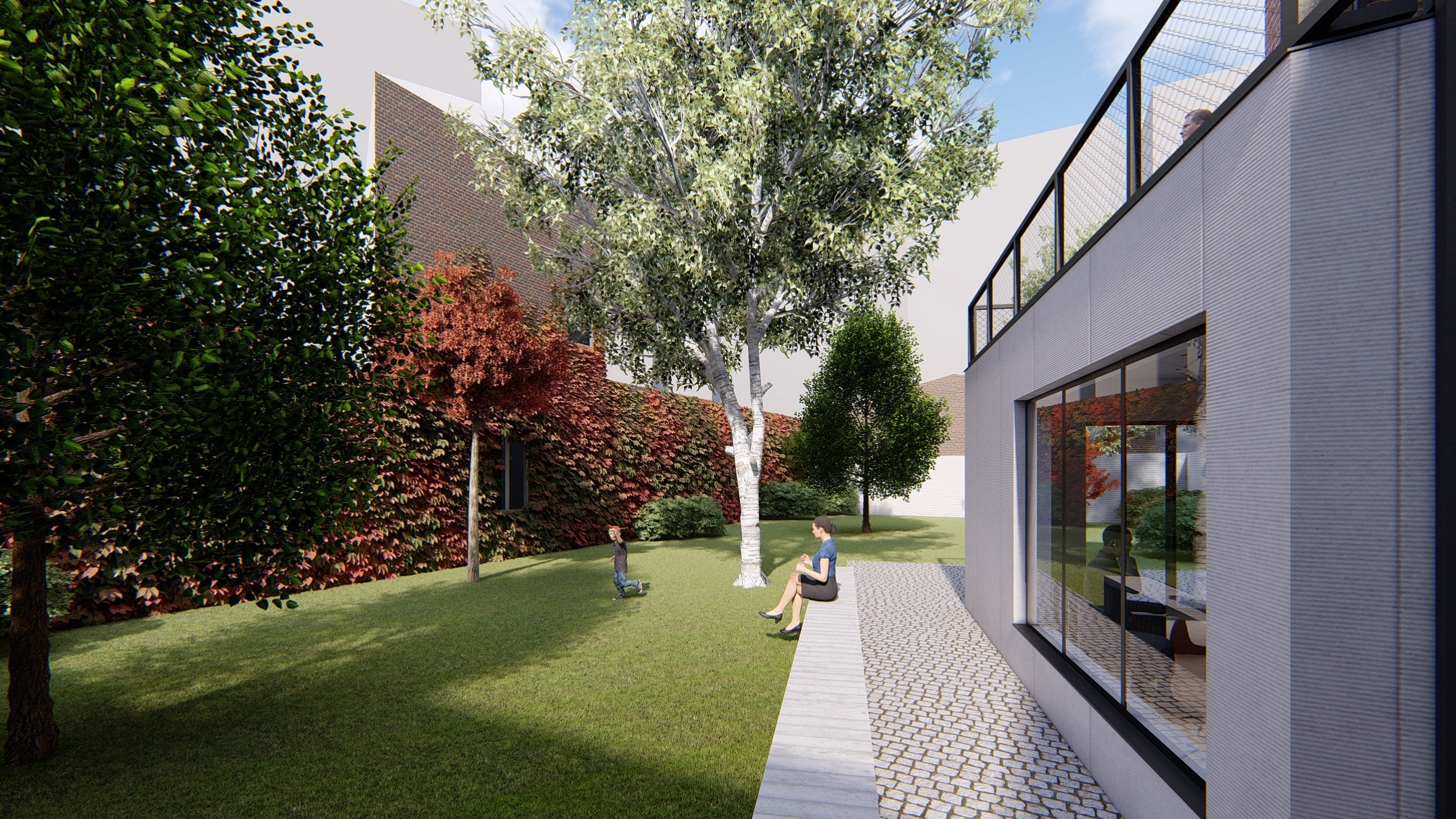 Situation projetée: parc commun (parking en intérieur d'îlot)
