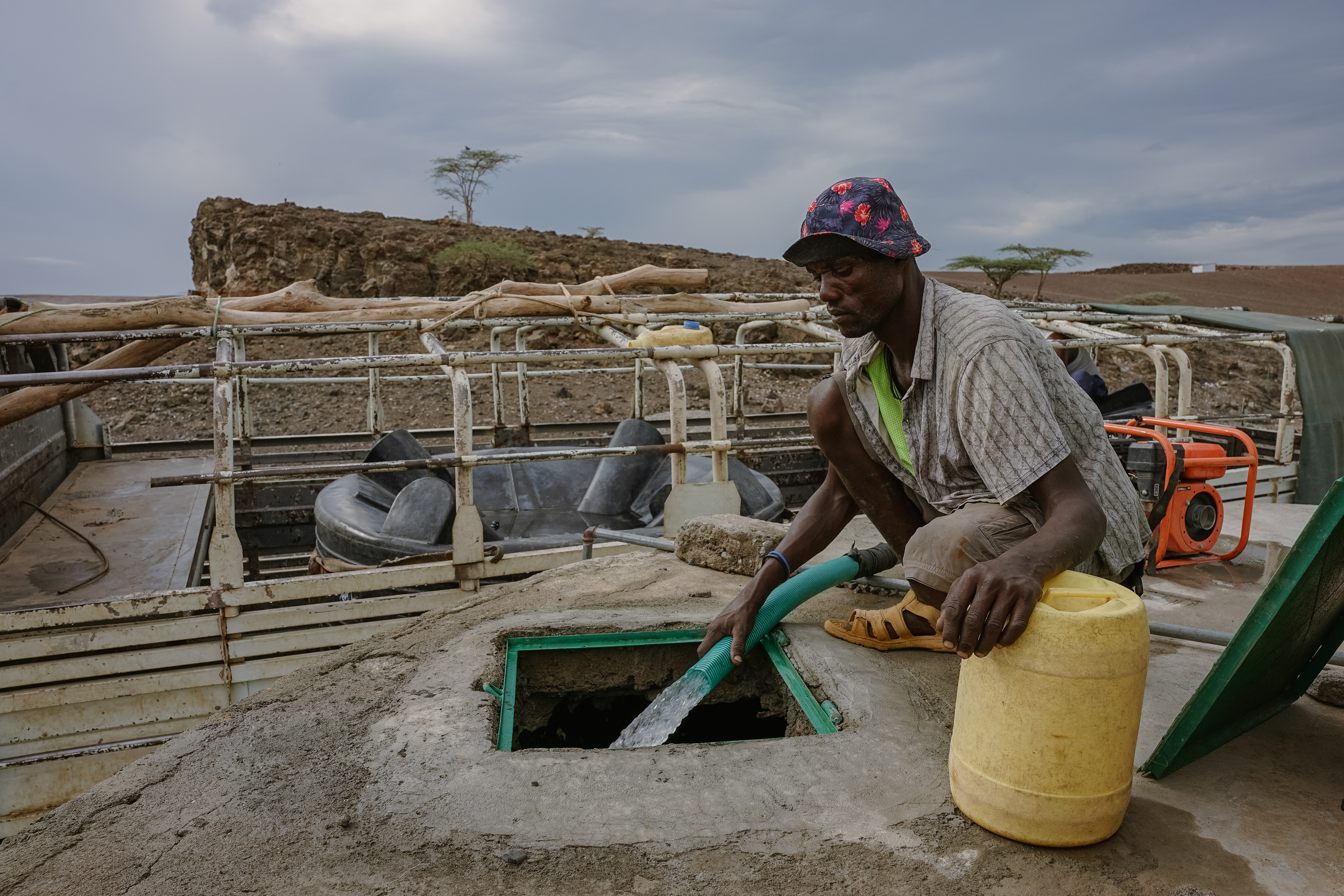 Water trucking system in Layeni village to provide fresh water to the El Molo community.
