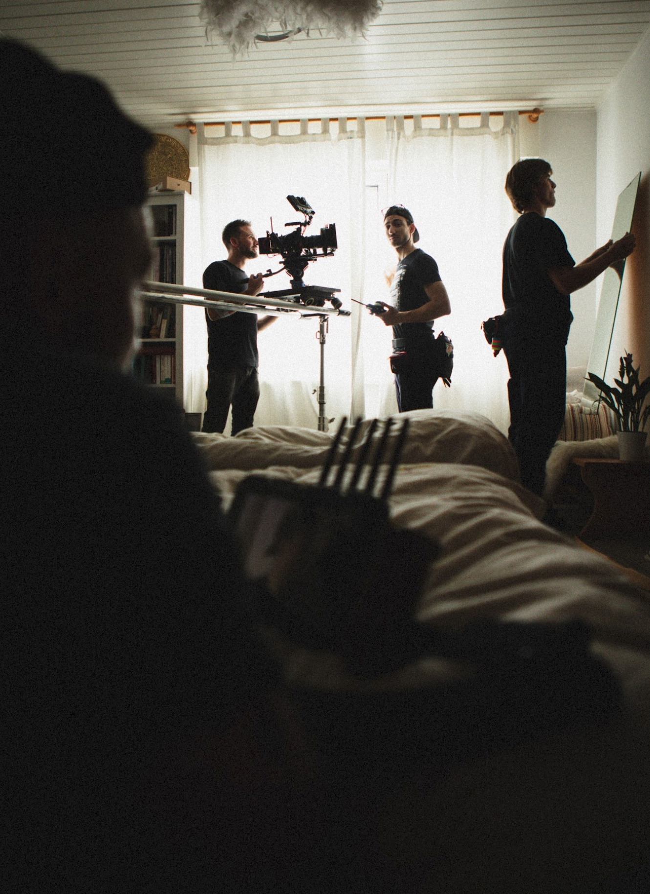 jacob muller jacobmullertv making of a man is holding the camera while others are gettingthe film set ready