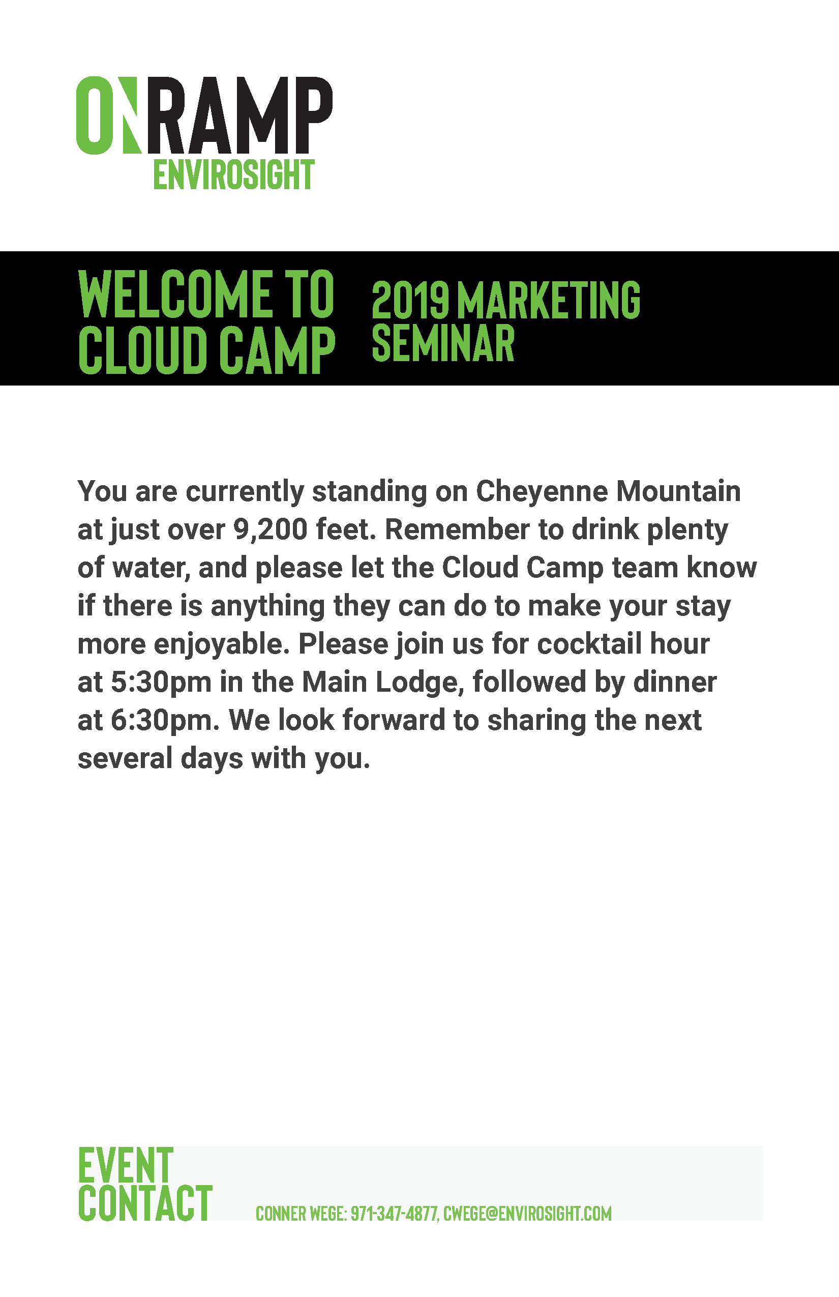 onRAMP Seminar Welcome