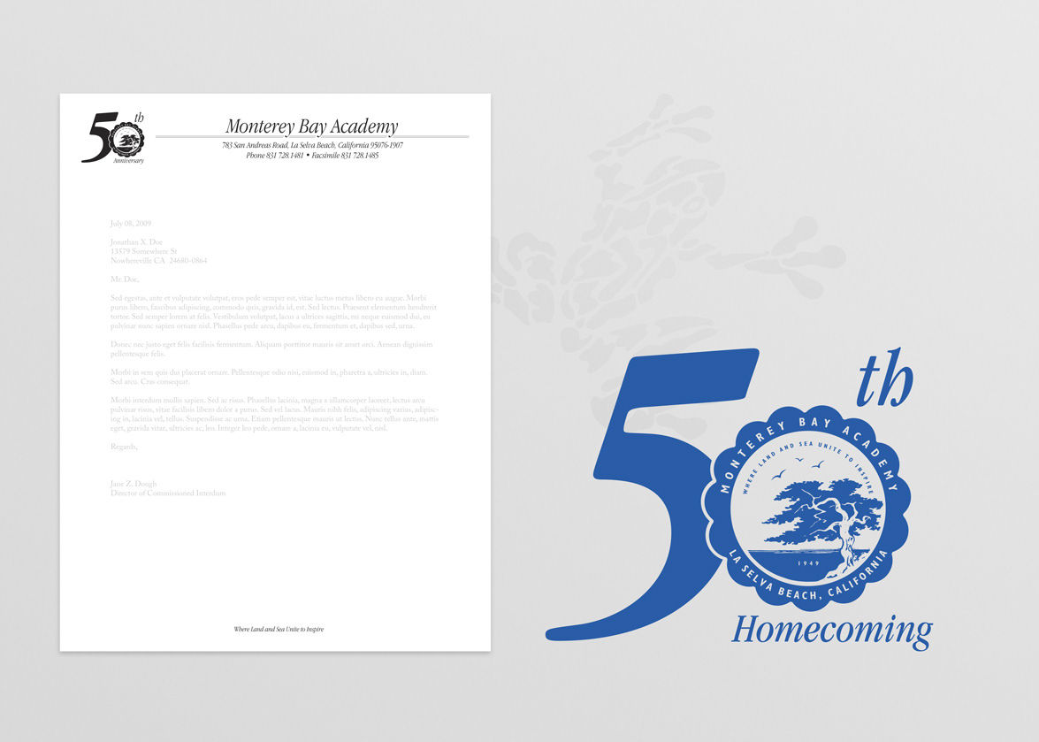 Letterhead and Anniversary Logo Design (1999) — Business Identification — Monterey Bay Academy