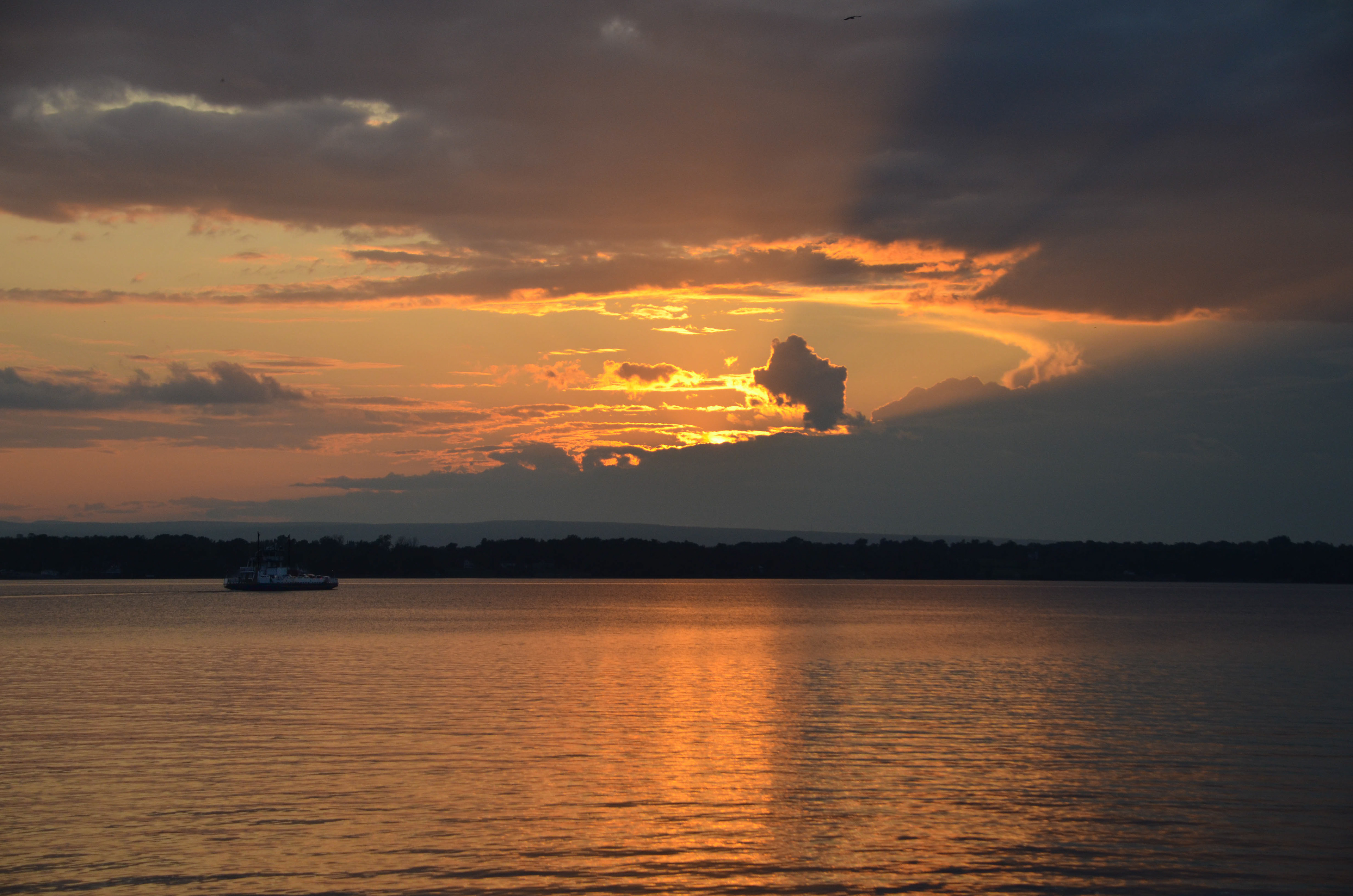 View of the ferry on Lake Champlain from Grand Isle
