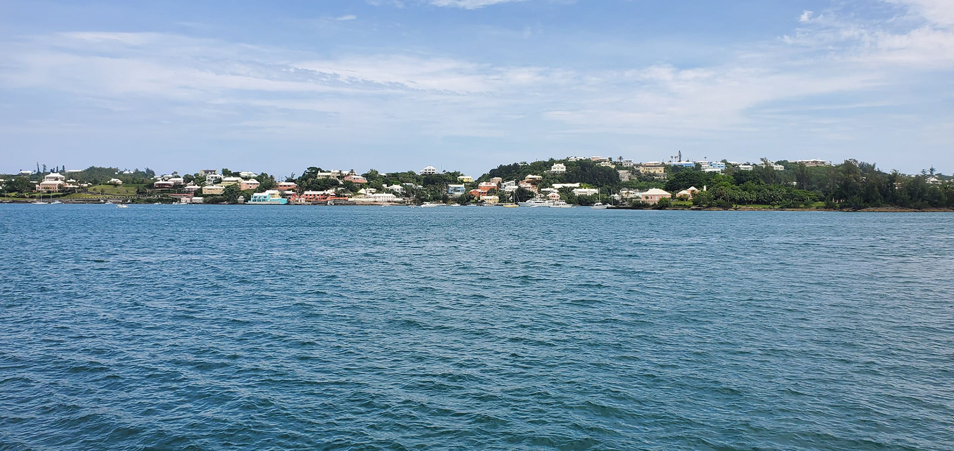 Colorful houses across from Hamilton