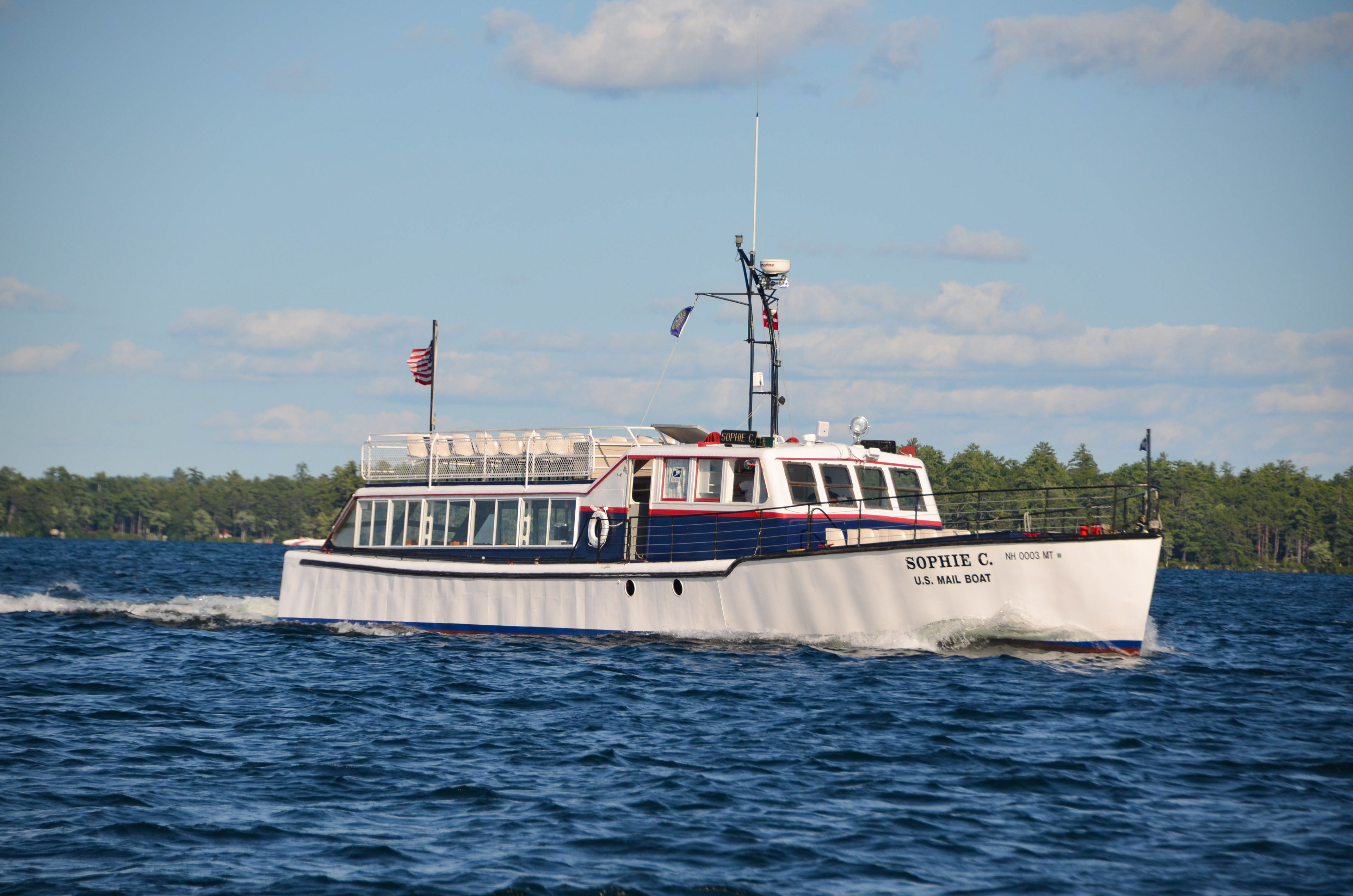 The M/V Sophie C. US Mailboat coming in to port at Weirs Beach