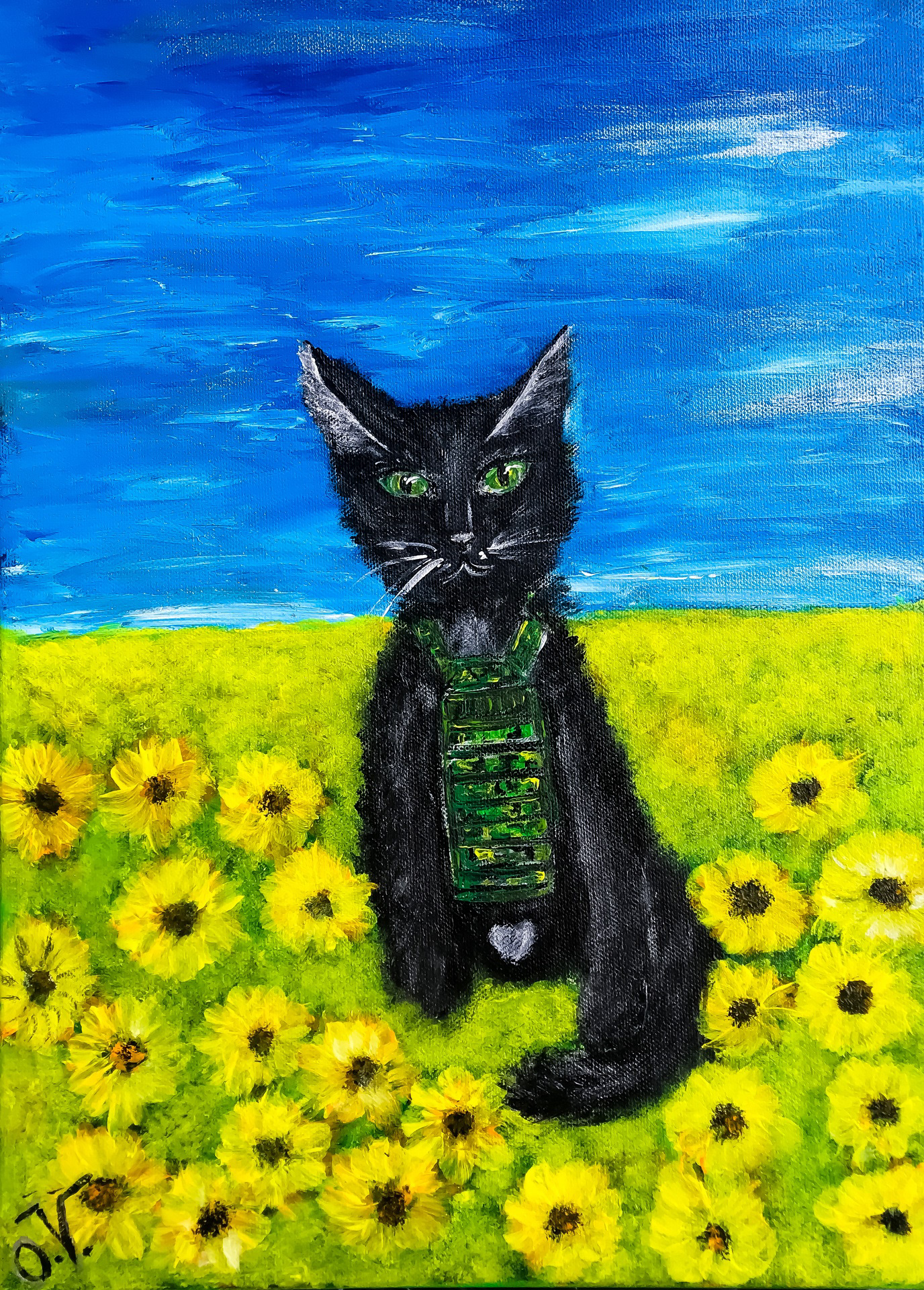 "Defender Cat" - 46x33 cm, 2022. Not available